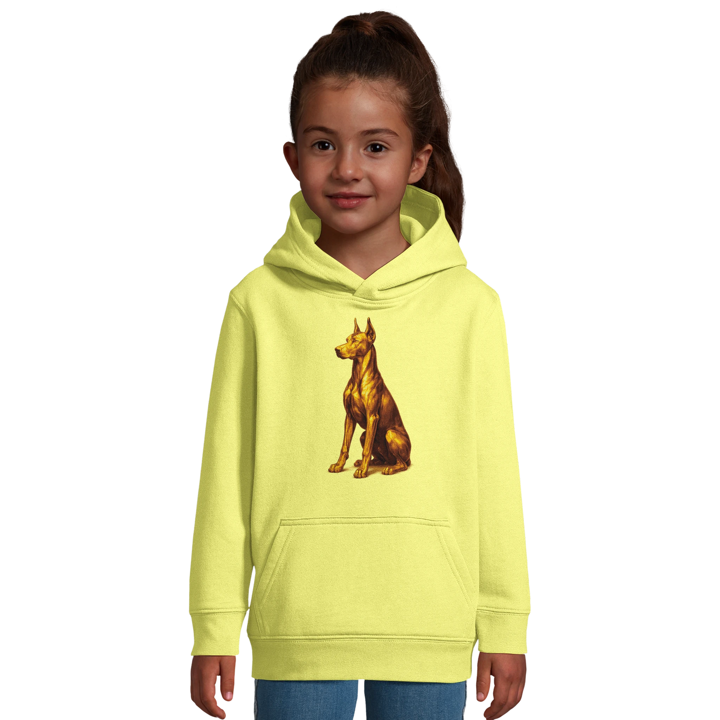 Sweat-shirt à capuche enfant jaune Dobermann doré