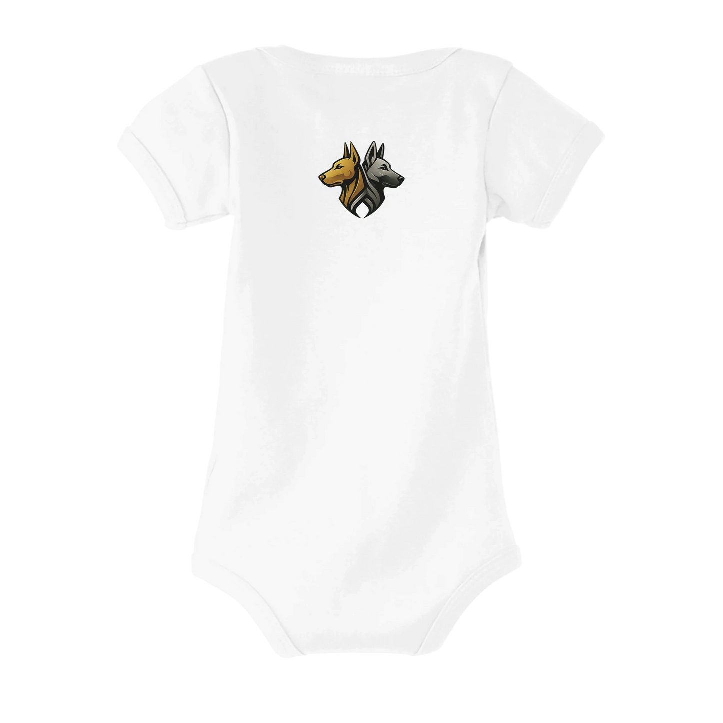 Body bébé blanc coton bio manches courtes Malinois arc en ciel logo MolossDesign