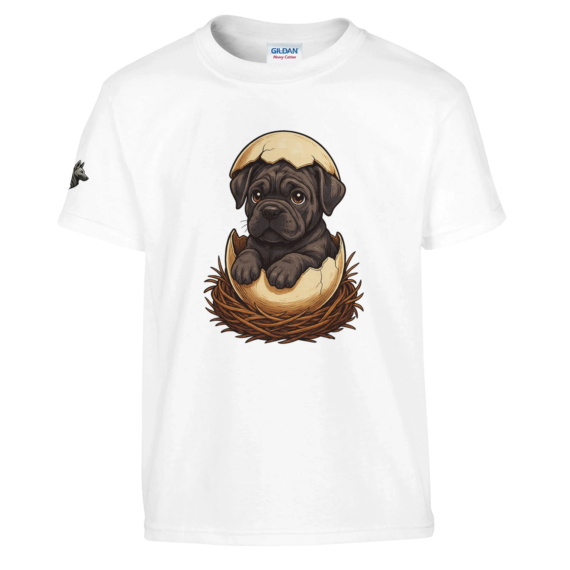 T-shirt enfant unisexe classique ras du cou blanc Cane Corso gris nid
