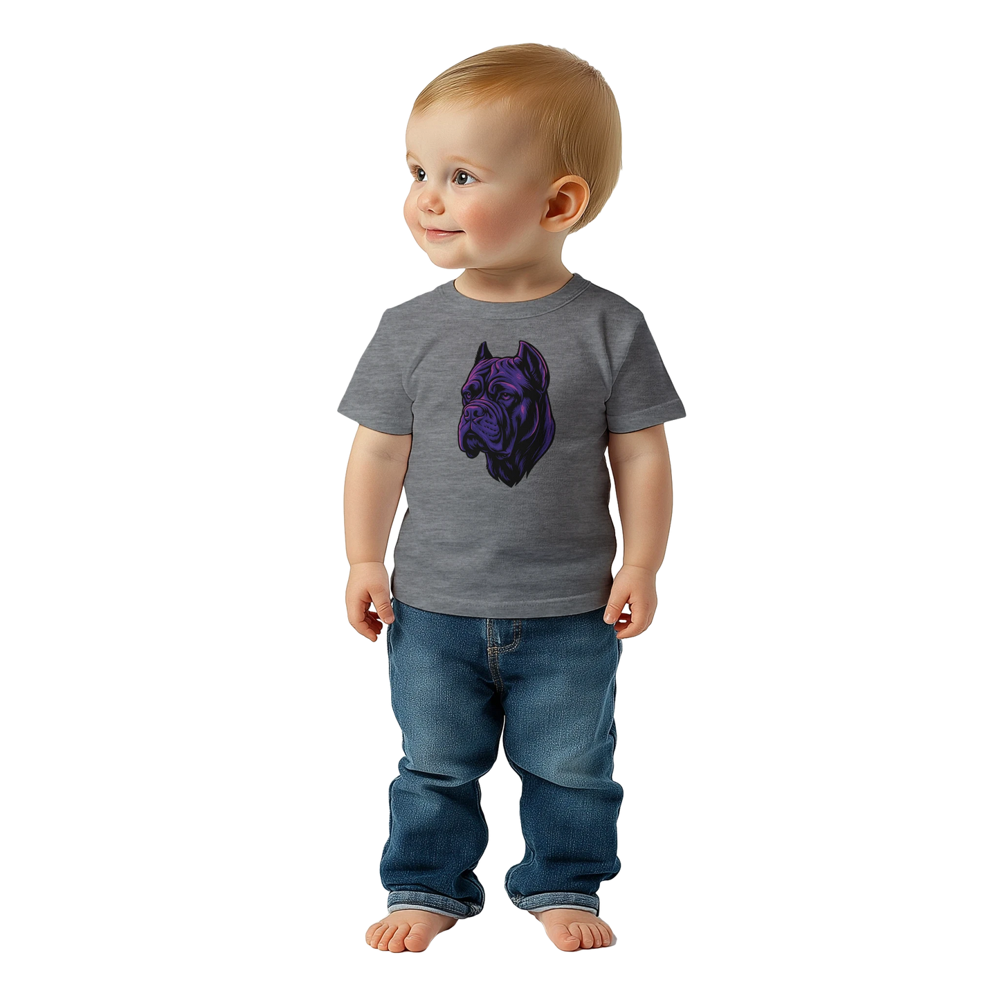 T-shirt bébé gris coton manches courtes Cane Corso