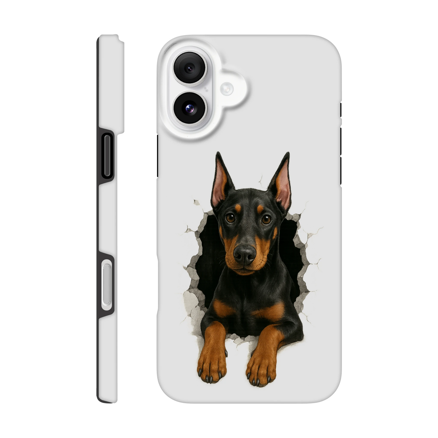 Coque résistante pour Iphone-Dobermann trou mur
