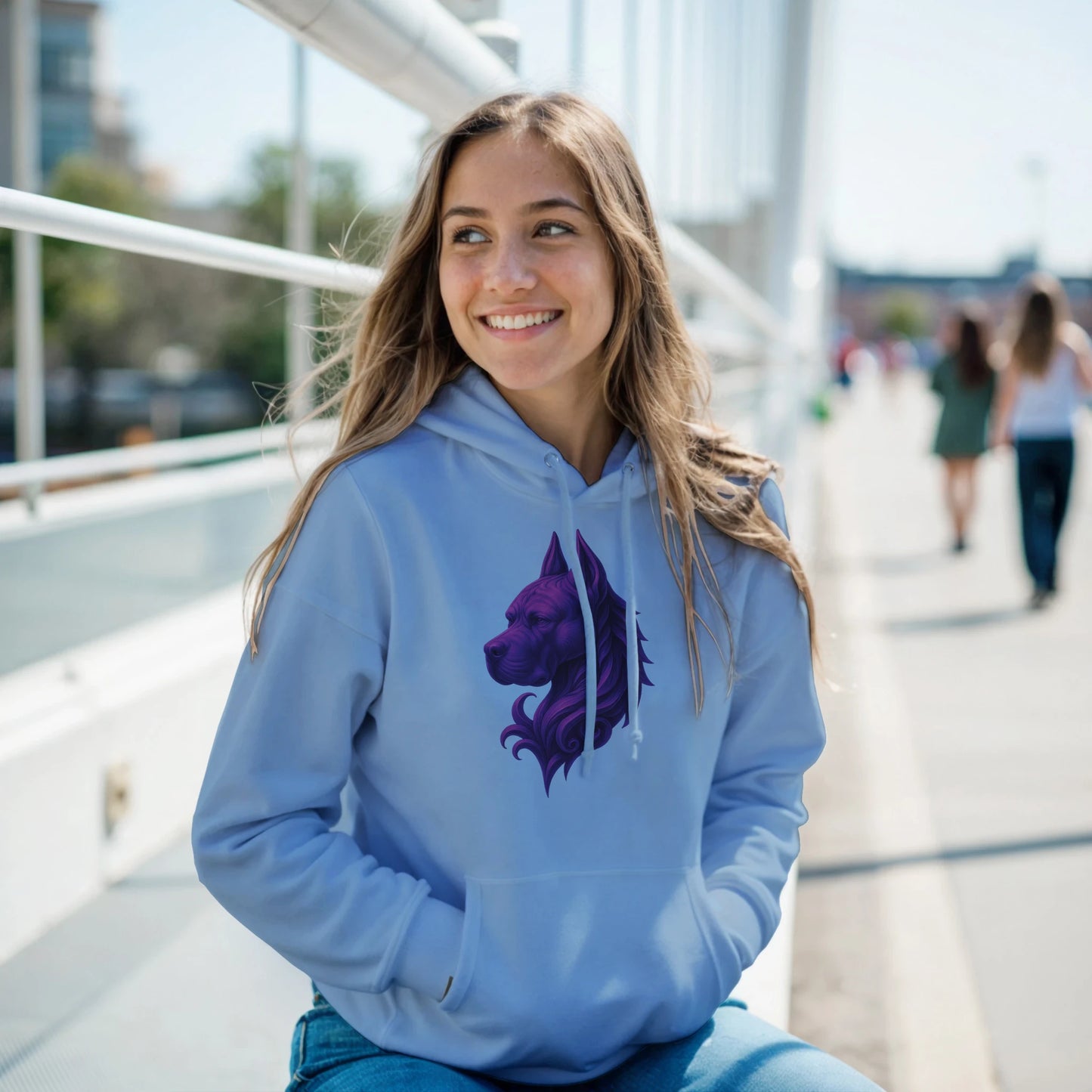 Sweat à capuche adulte unisexe classique bleu tête majestueuse Cane Corso