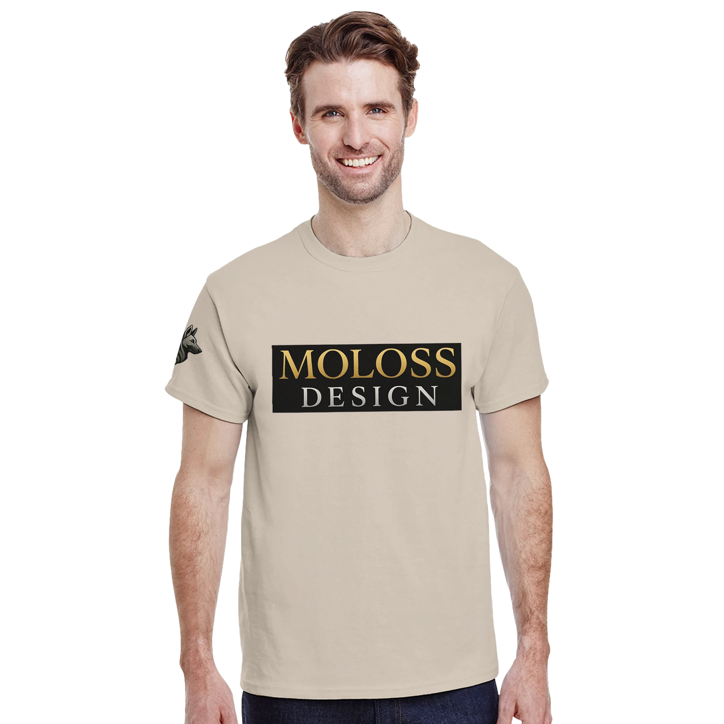 T-shirt unisexe épais ras du cou beige logo MolossDesign