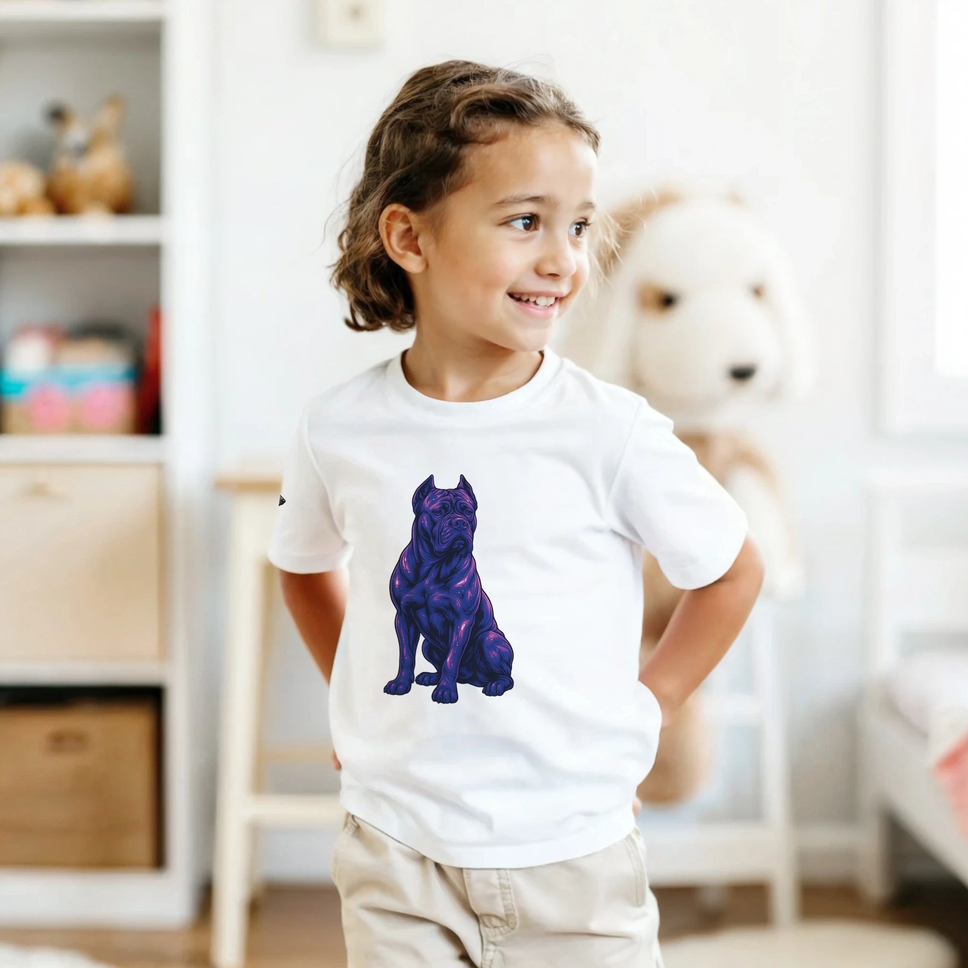 T-shirt enfant unisexe classique ras du cou blanc Cane Corso