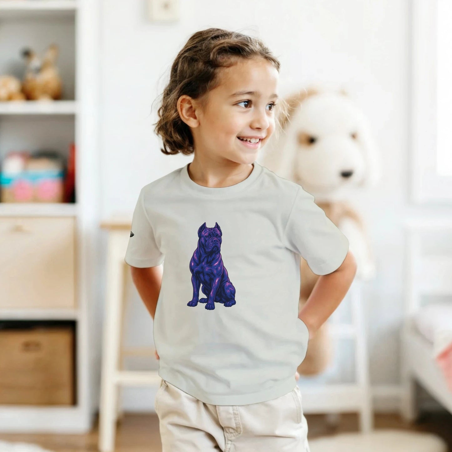 T-shirt enfant classique ras du cou Cane Corso 2 avec logo sur manche droite MolossDesign