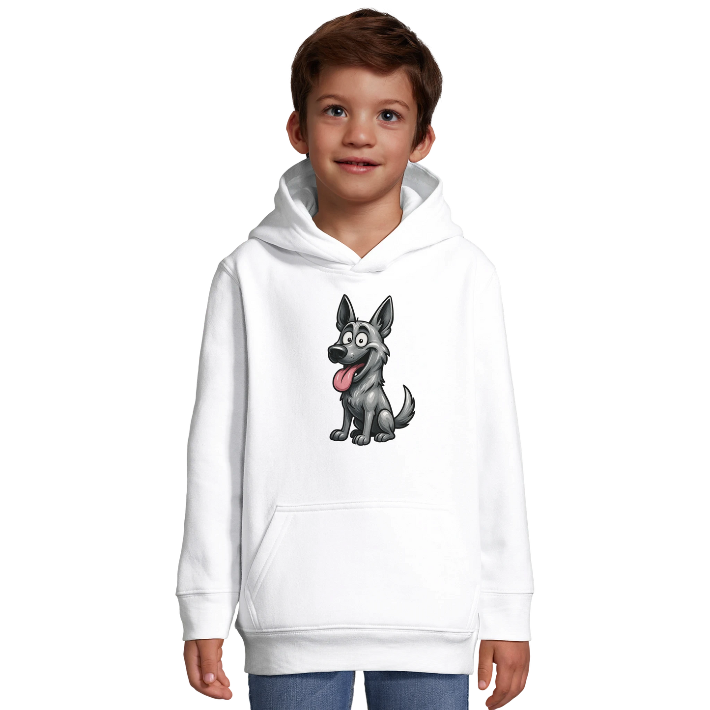 Sweat-shirt à capuche enfant blanc Malinois humour