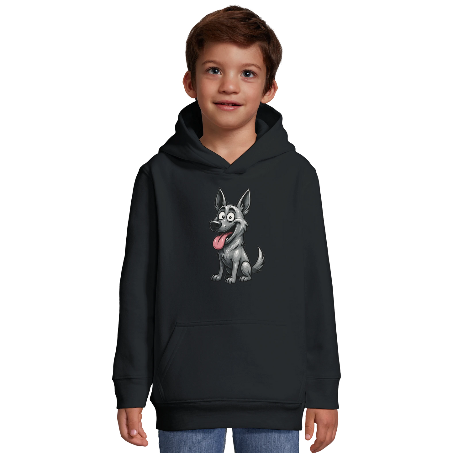 Sweat-shirt à capuche enfant noir Malinois humour