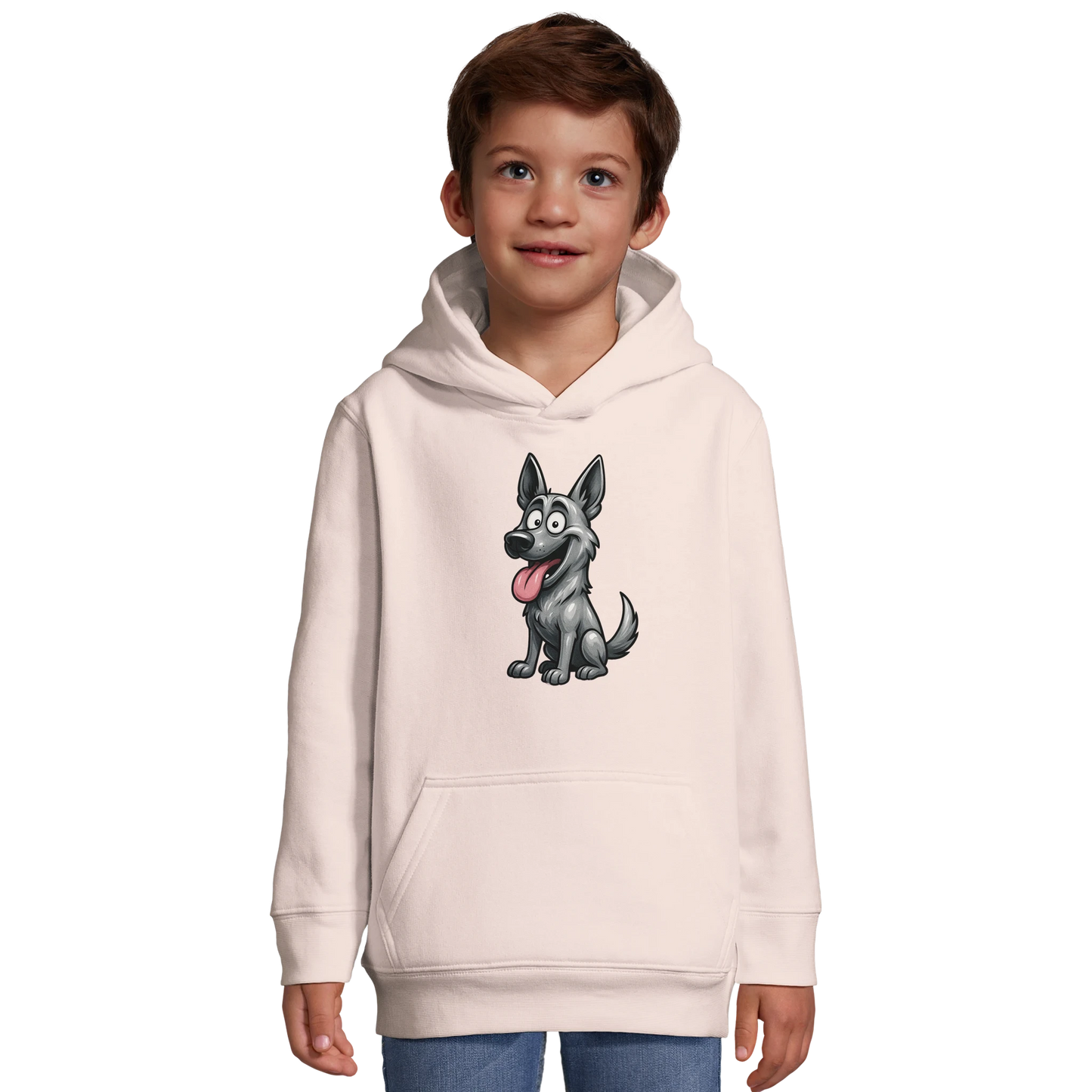 Sweat-shirt à capuche enfant rose clair Malinois humour