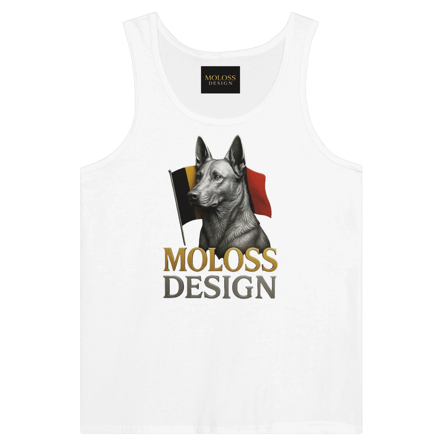 Débardeur adulte unisexe premium blanc Malinois drapeau