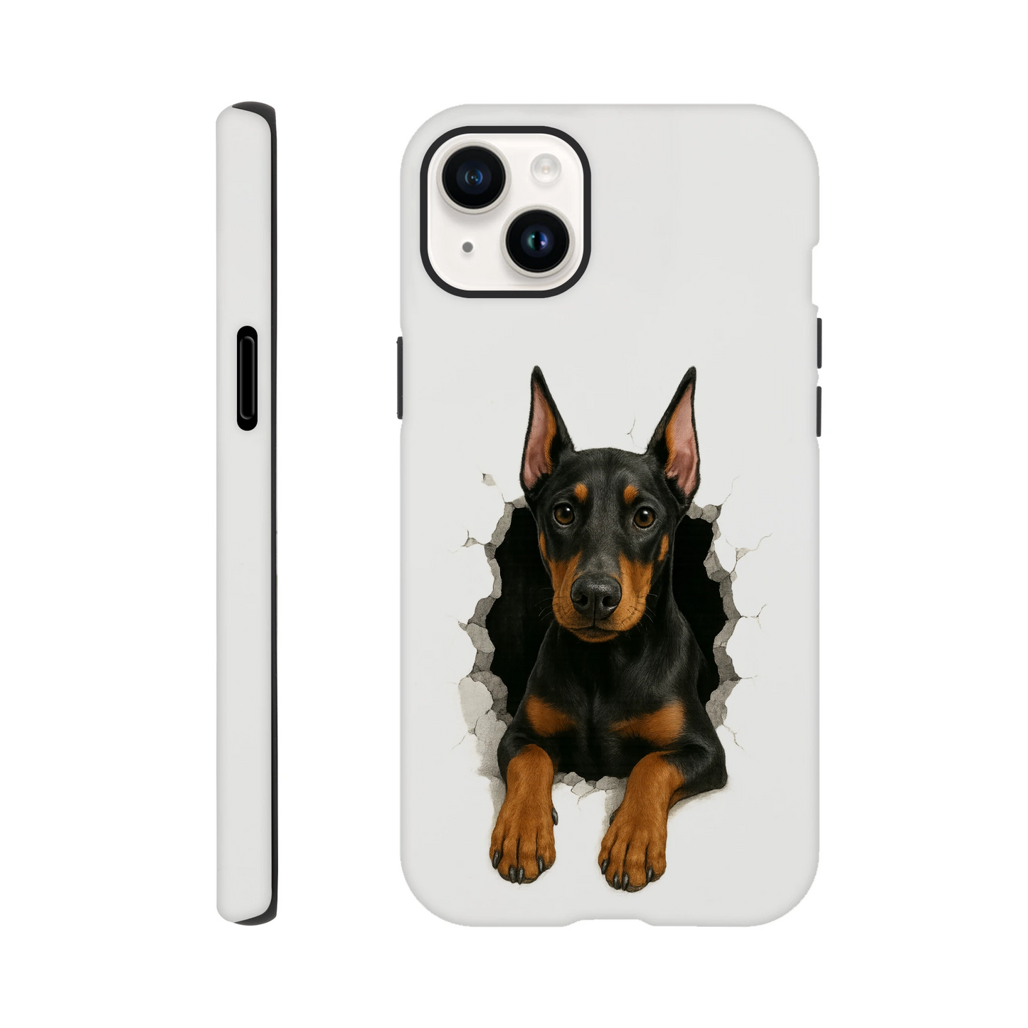 Coque résistante pour Iphone-Dobermann trou mur