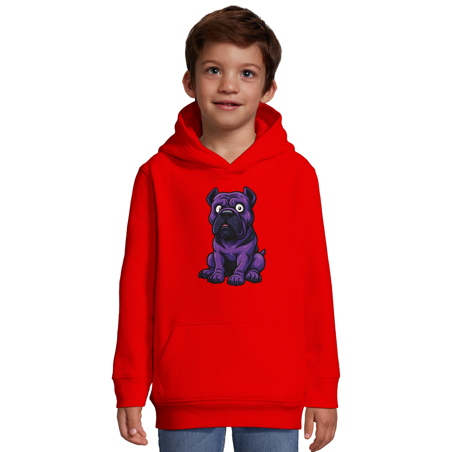 Sweat-shirt à capuche enfant rouge Cane Corso humour