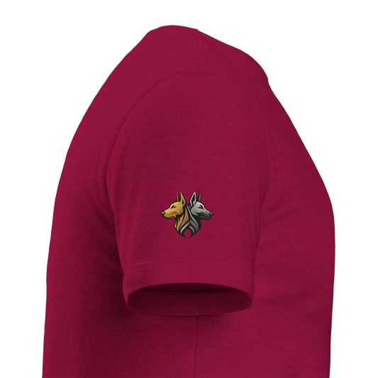 T-shirt enfant classique ras du cou Dobermann humour2 avec logo sur manche droite MolossDesign