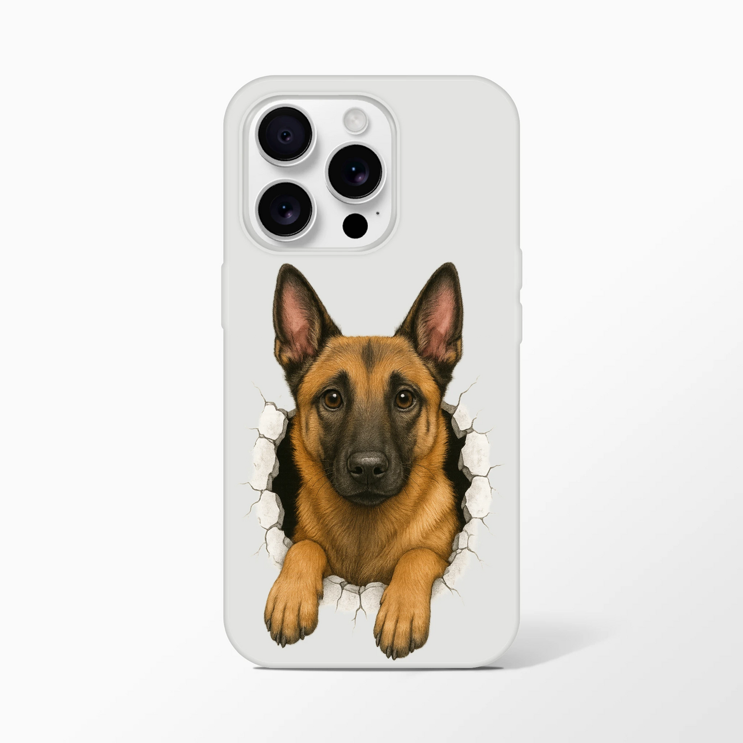 Coque pour Iphone Malinois trou mur2