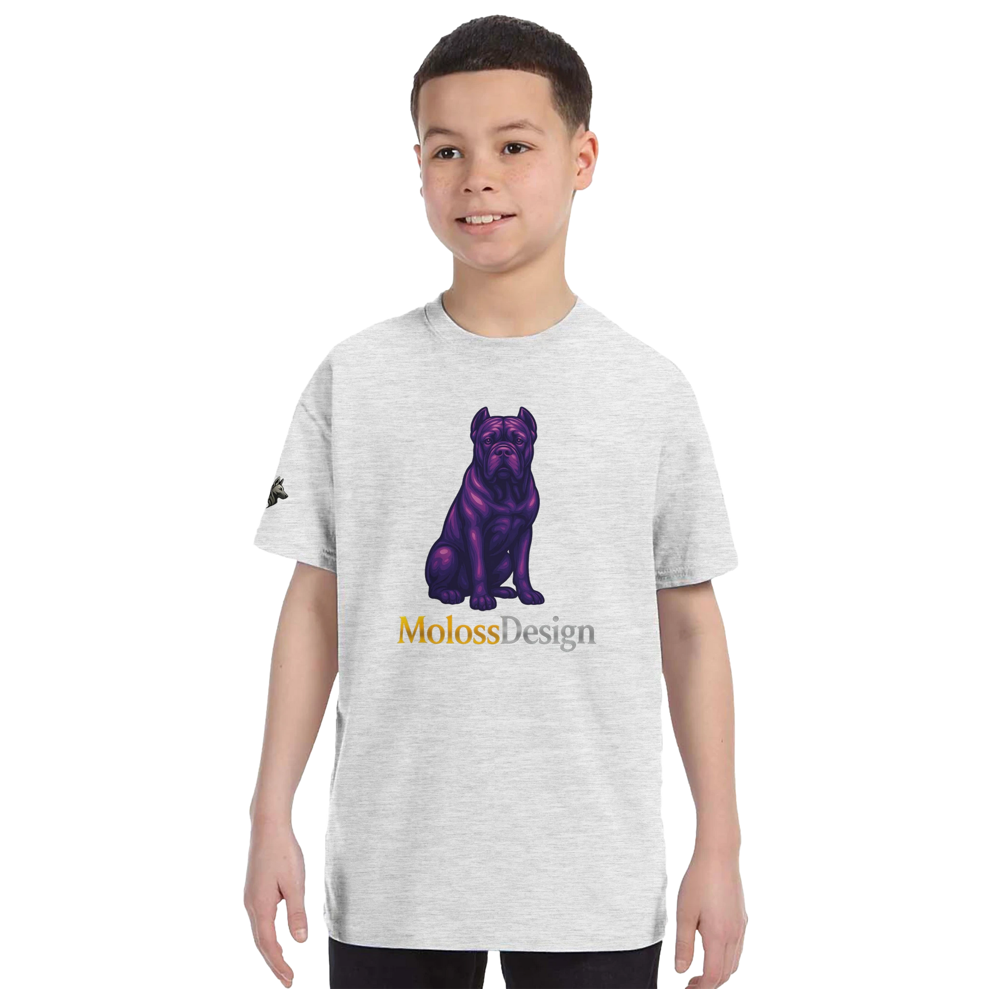 T-shirt enfant unisexe classique ras du cou gris clair Cane Corso MolossDesign