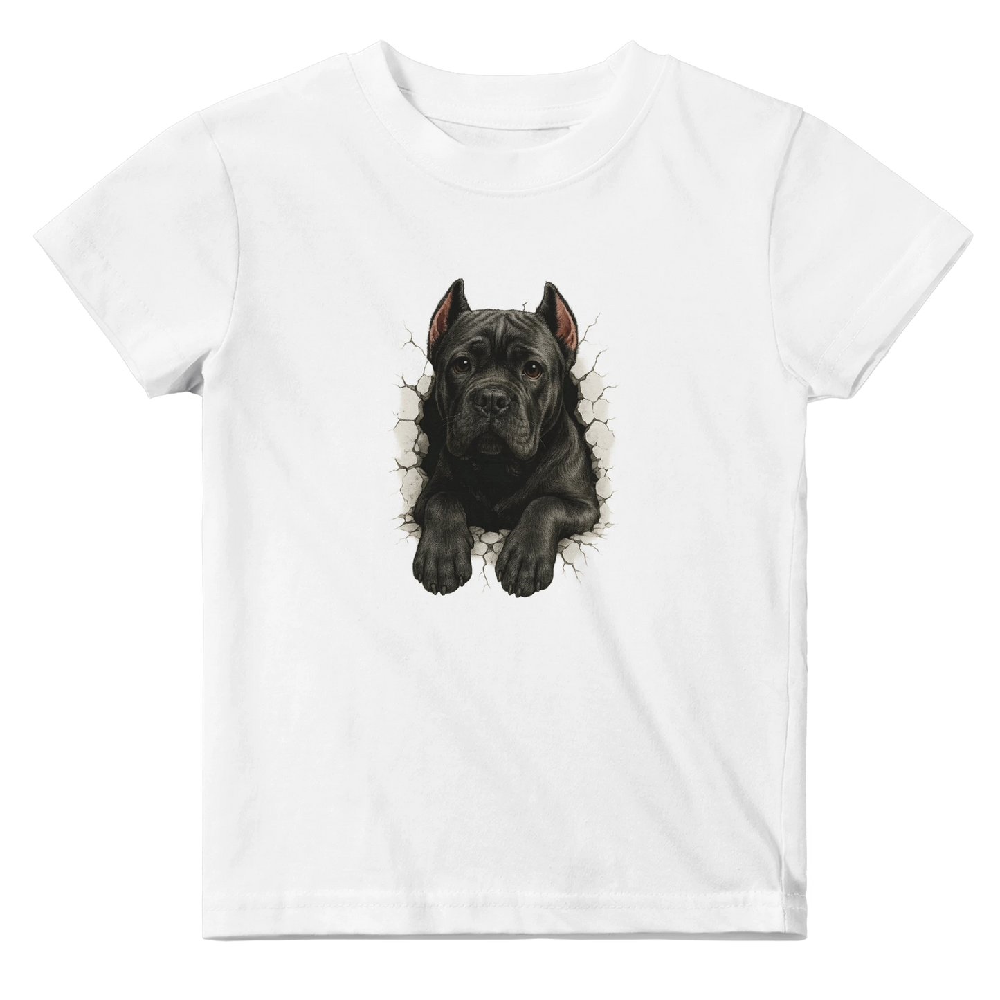 T-shirt bébé blanc Cane Corso trou mur