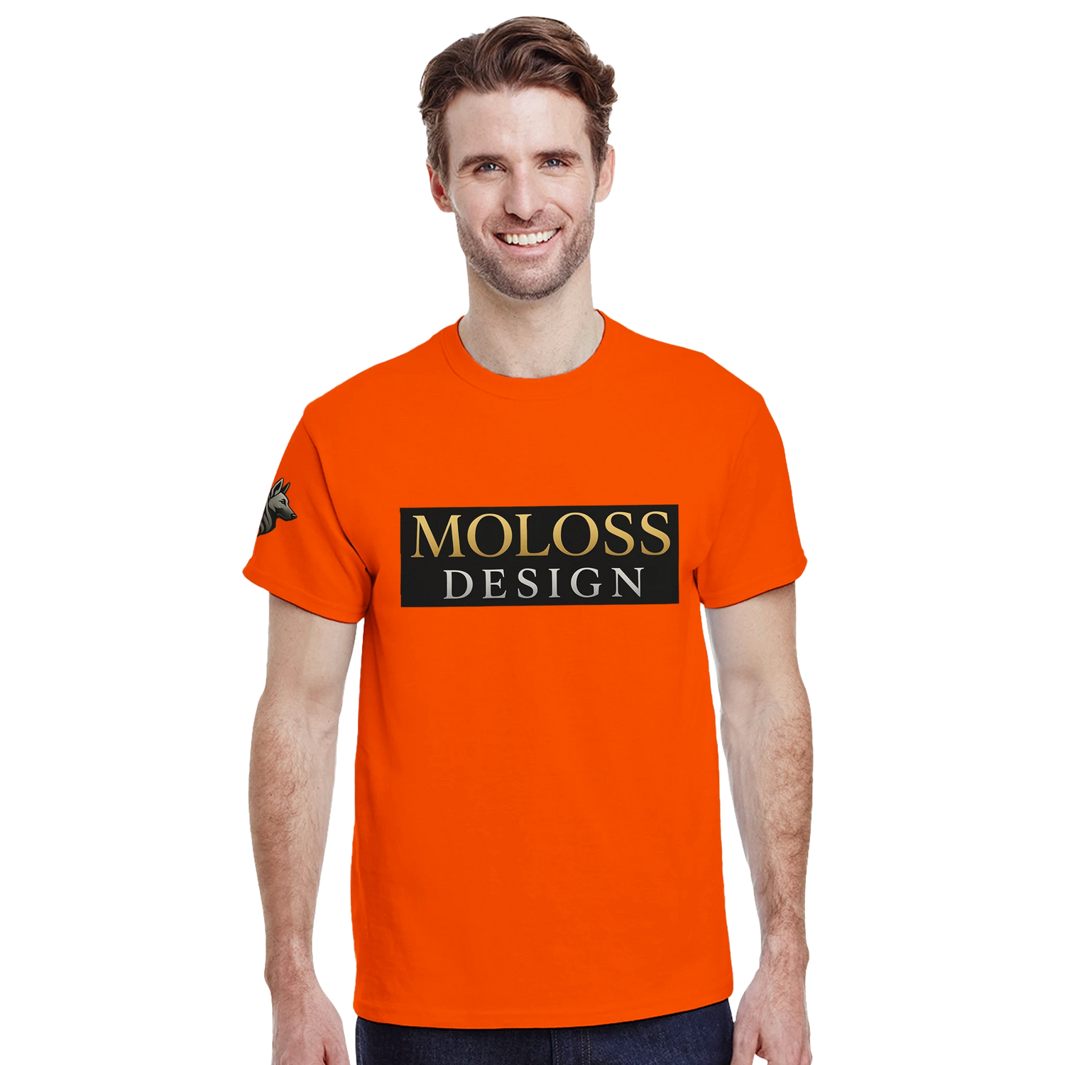 T-shirt unisexe épais ras du cou orange logo MolossDesign