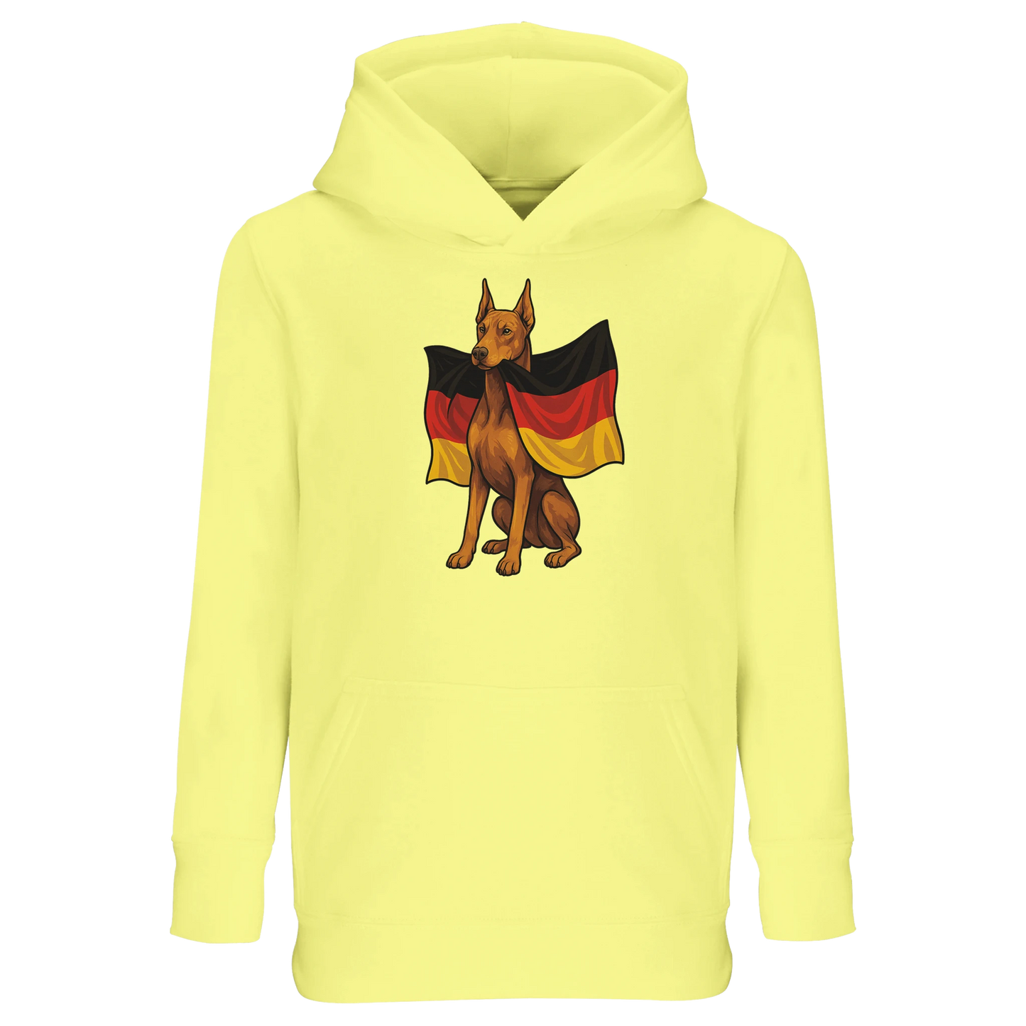 Sweat-shirt à capuche enfant jaune Dobermann avec drapeau allemand