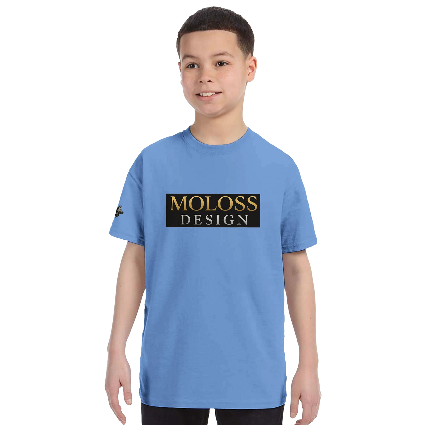 T-shirt enfant classique ras du cou MolossDesign avec logo sur manche droite MolossDesign