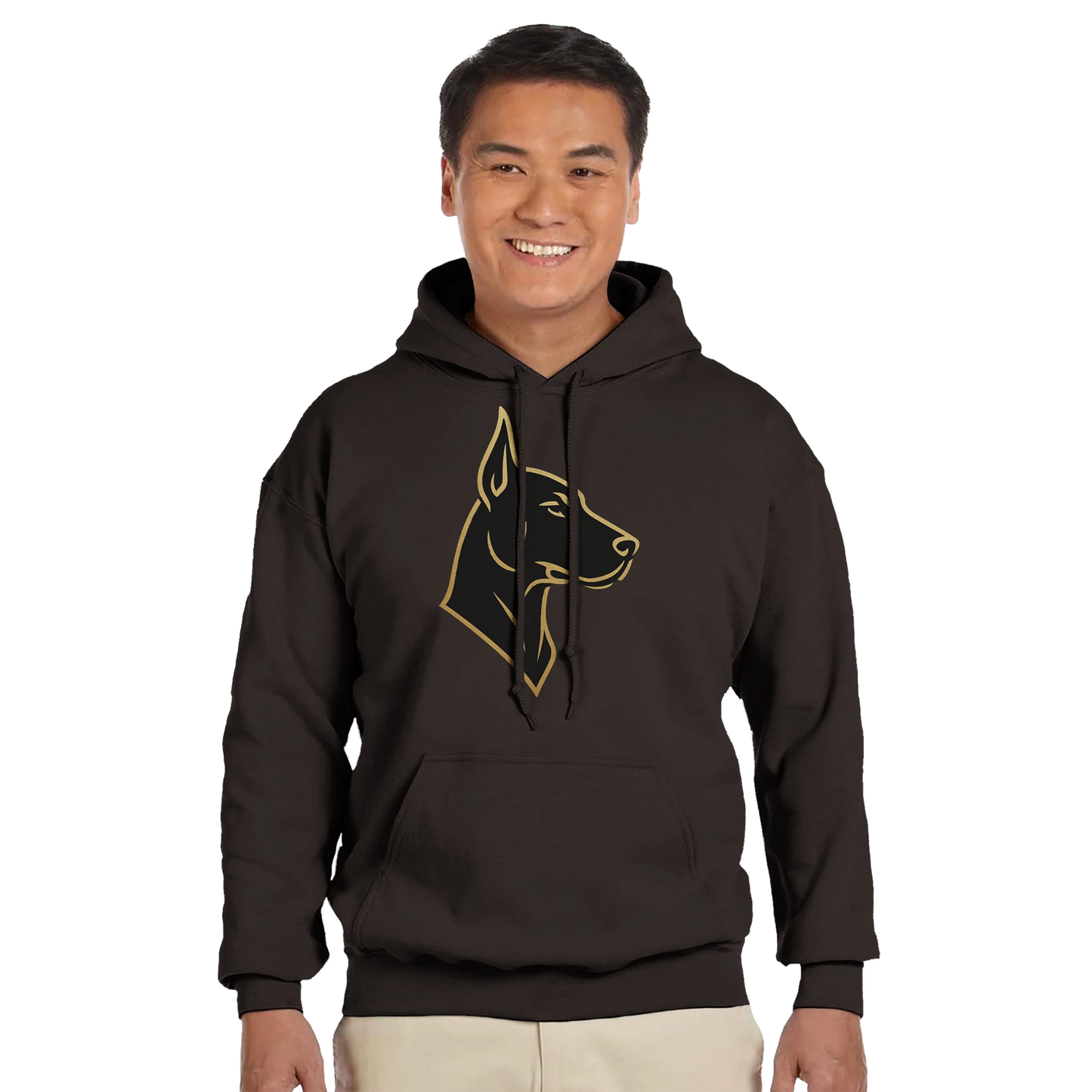 Sweat à capuche adulte unisexe classique marron tête Dobermann