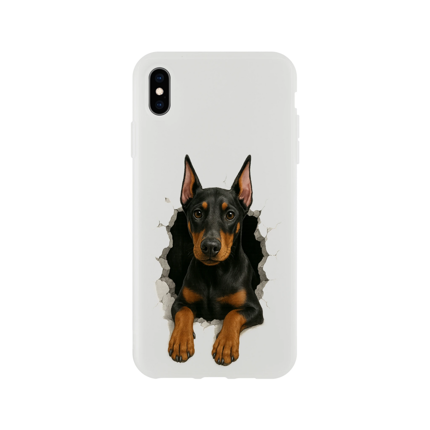 Coque pour Iphone Dobermann trou mur