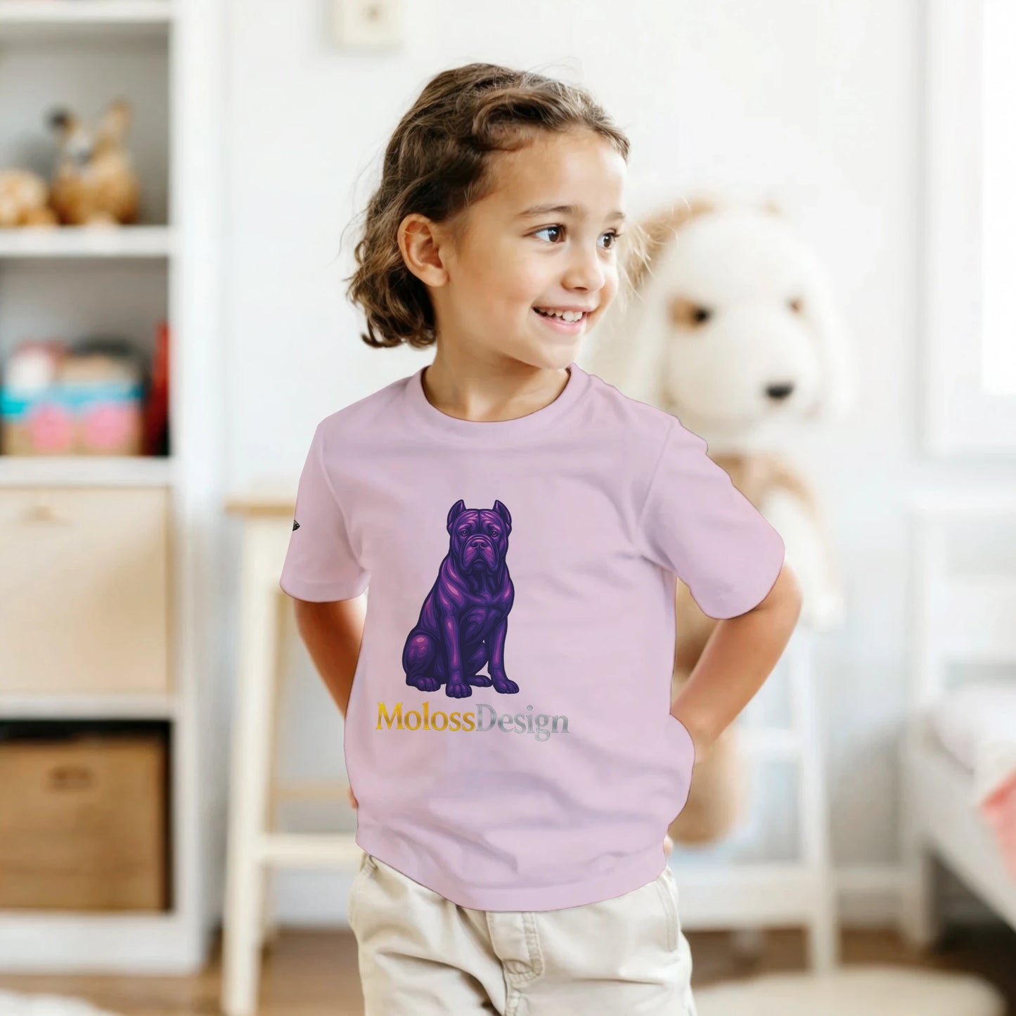 T-shirt enfant unisexe classique ras du cou rose Cane Corso MolossDesign