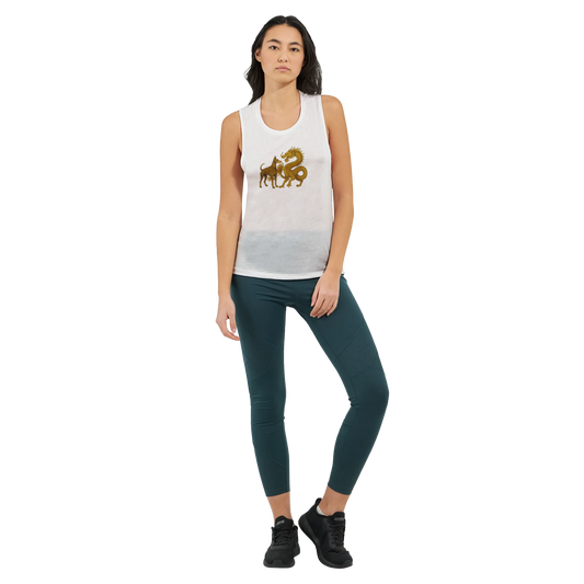 Débardeur pour femme blanc Dobermann+Dragon