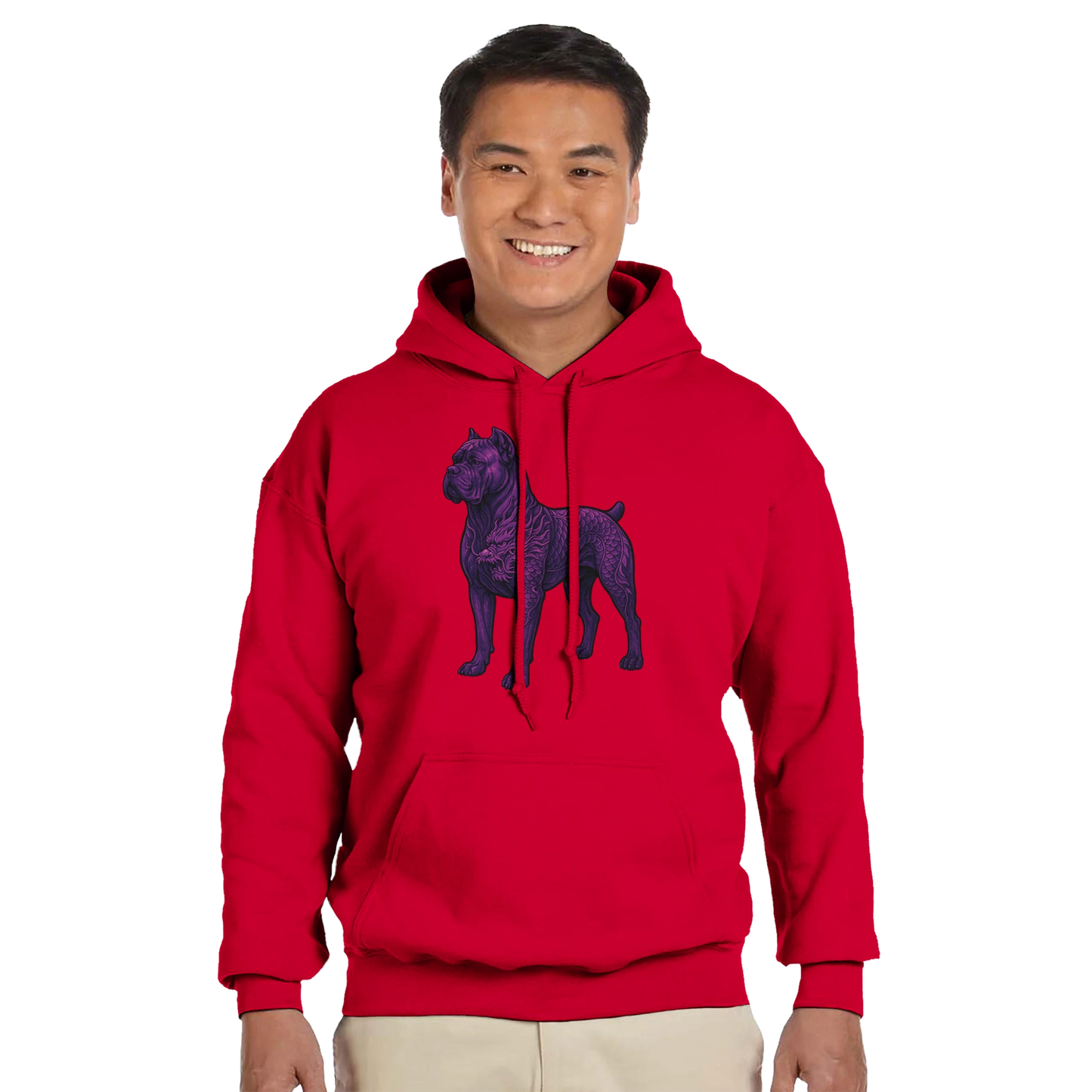 Sweat à capuche adulte unisexe classique rouge Dragon Cane Corso