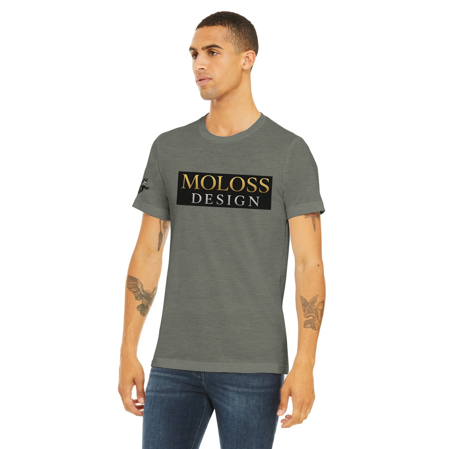 T-shirt  sport unisexe Triblend ras du cou gris logo MolossDesign