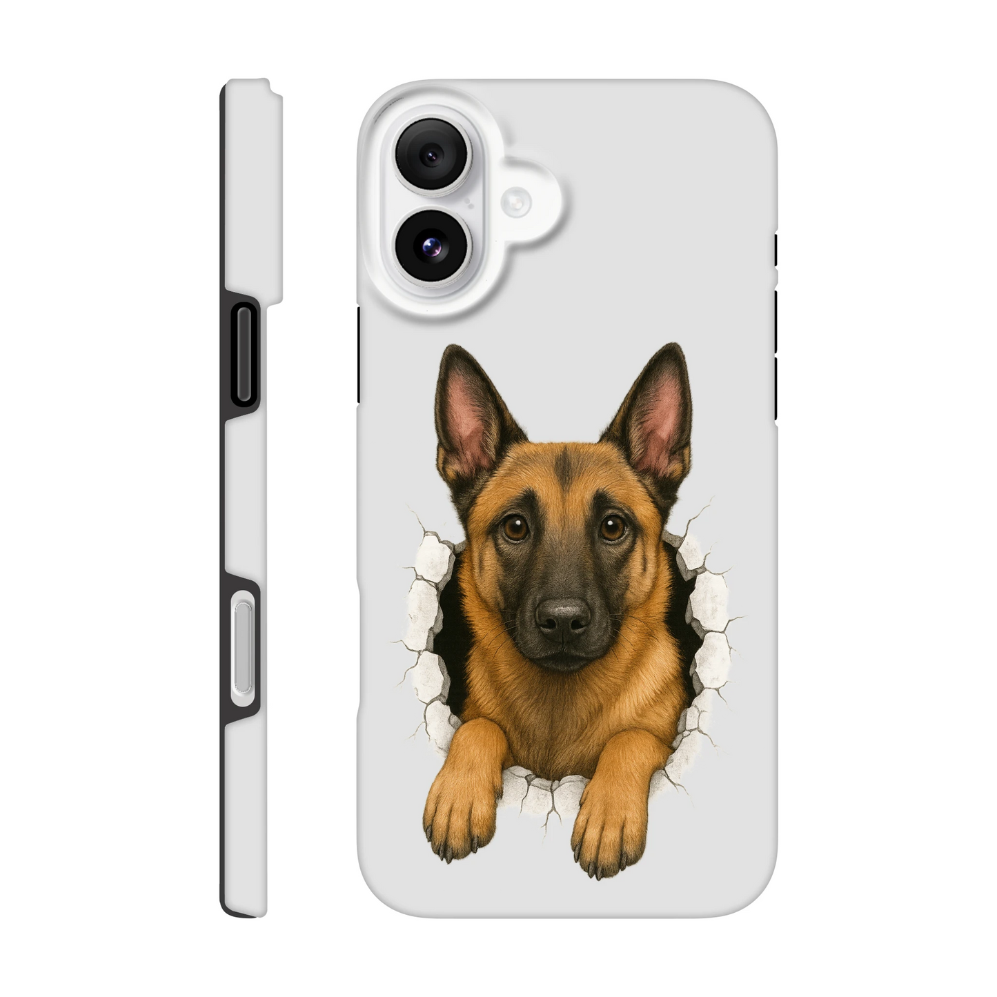 Coque résistante pour Iphone Malinois trou mur2
