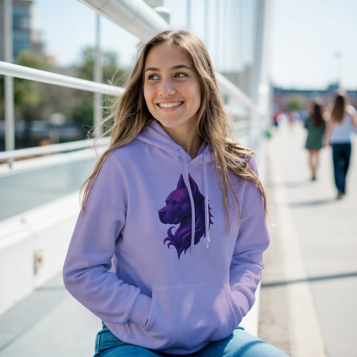 Sweat à capuche adulte unisexe classique violet tête majestueuse Cane Corso