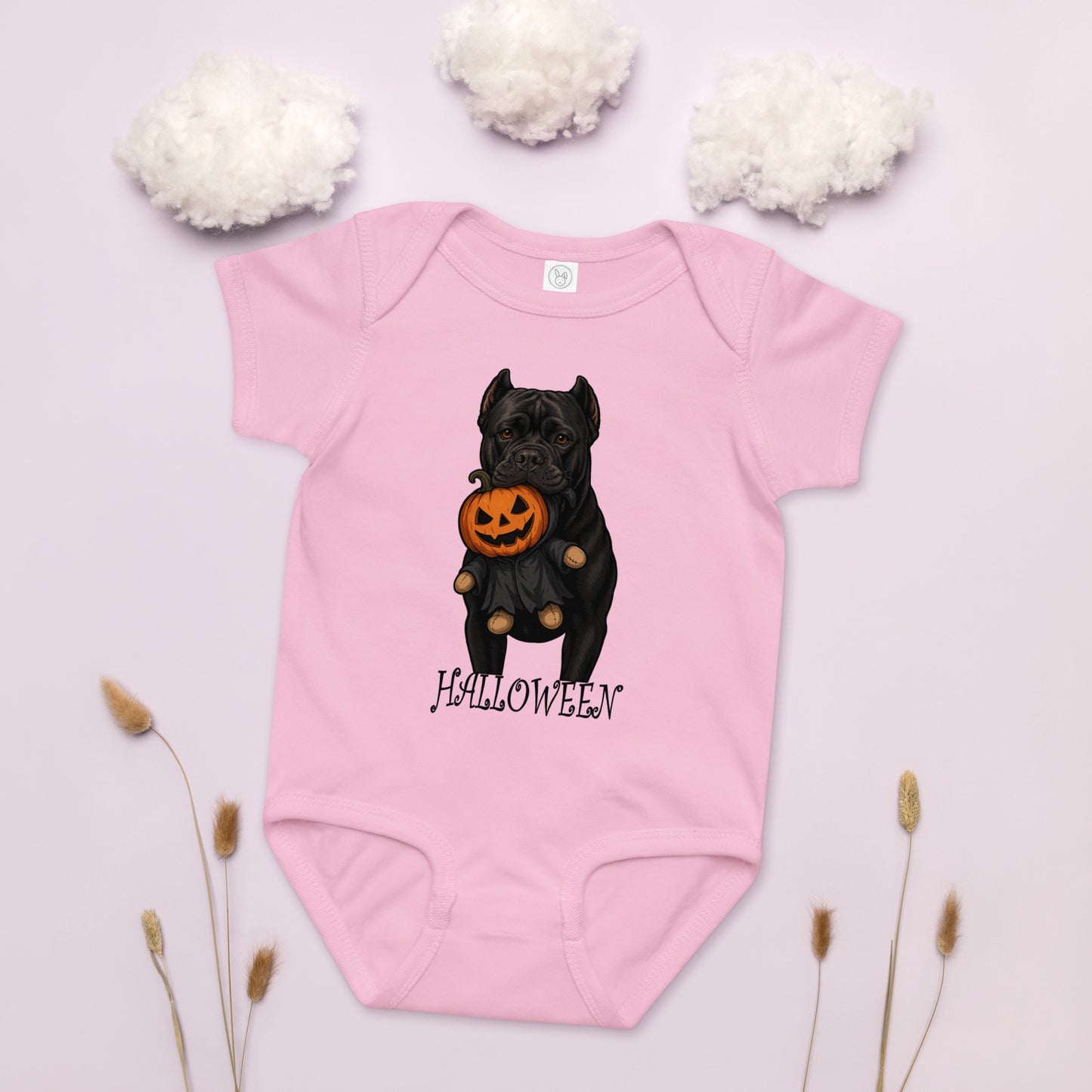 Body en jersey bébé rose Cane Corso Halloween
