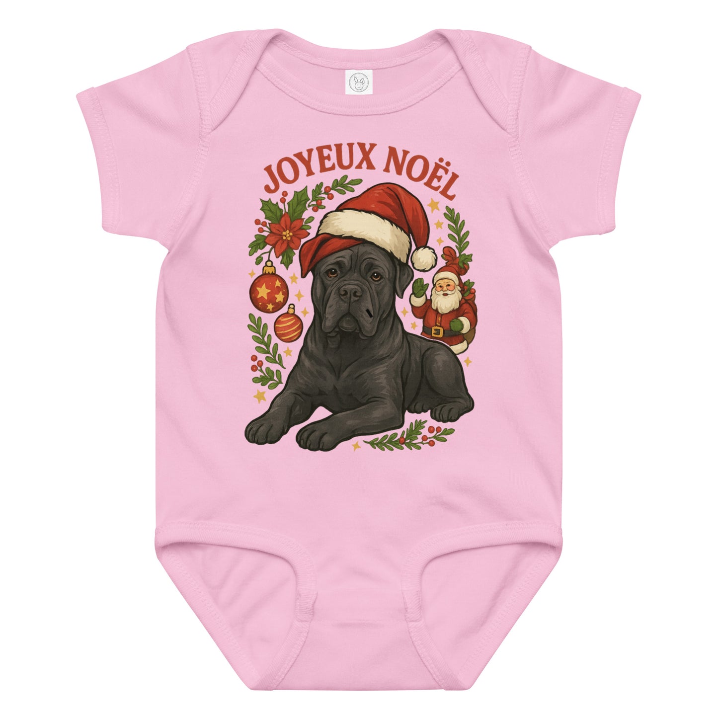 Body en jersey bébé rose Noel Cane Corso