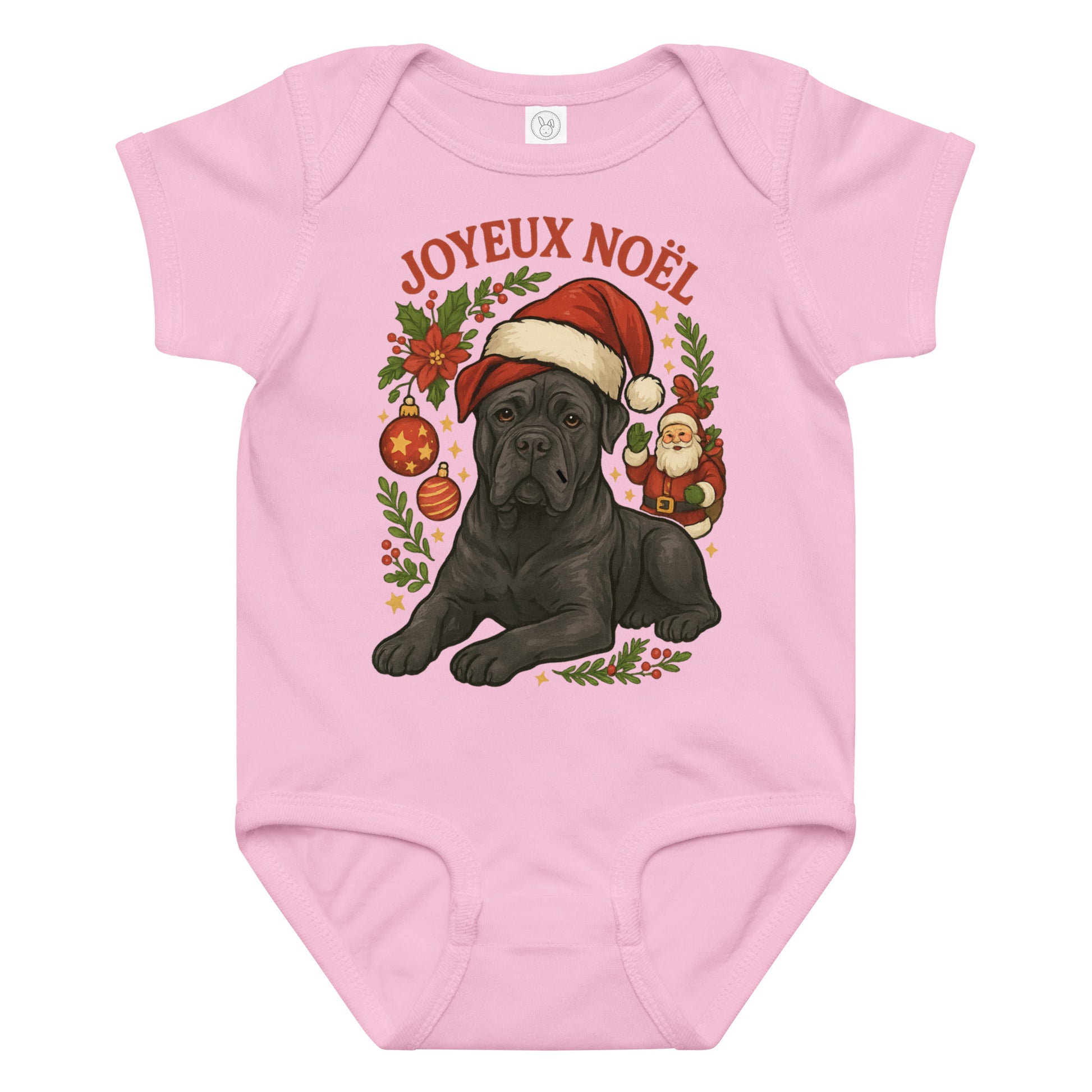 Body en jersey bébé rose Noel Cane Corso
