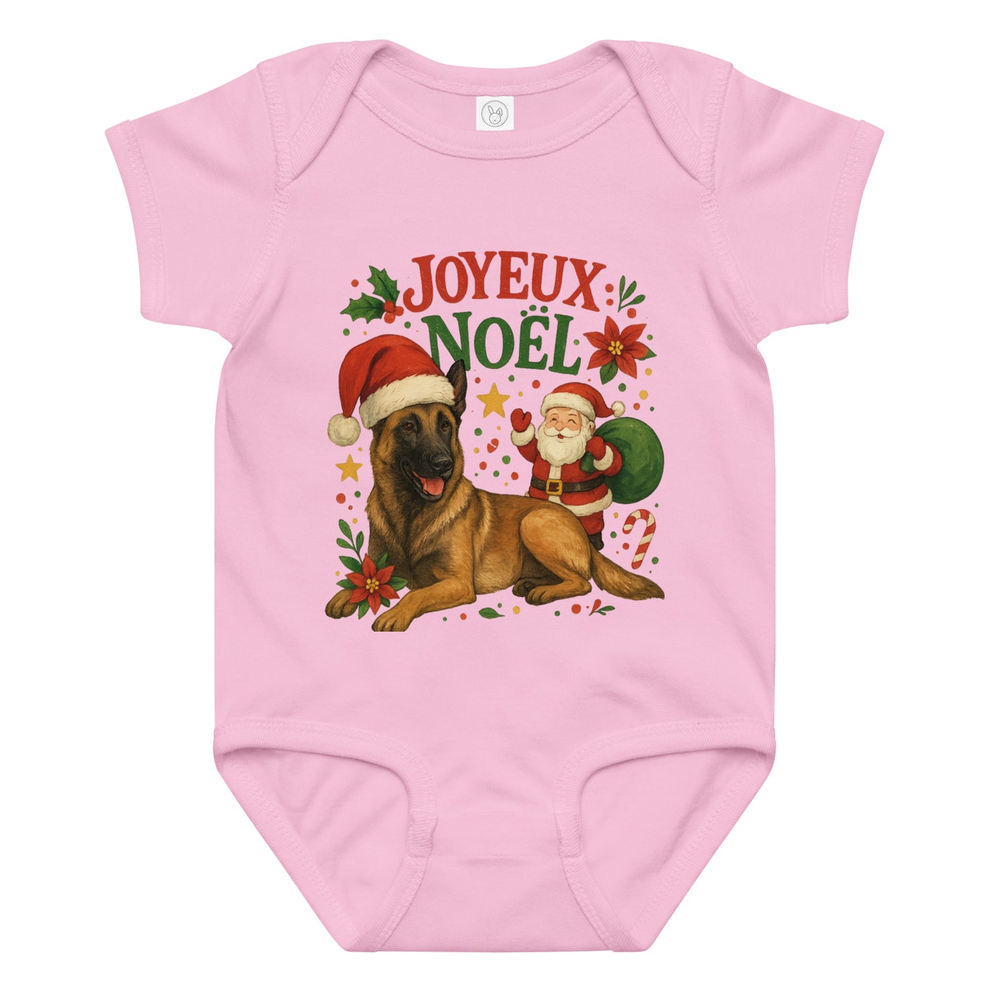 Body en jersey bébé rose Noel Malinois