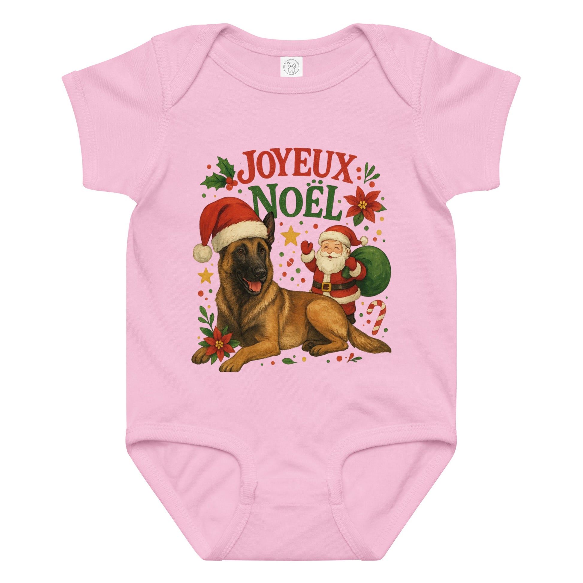 Body en jersey bébé rose Noel Malinois