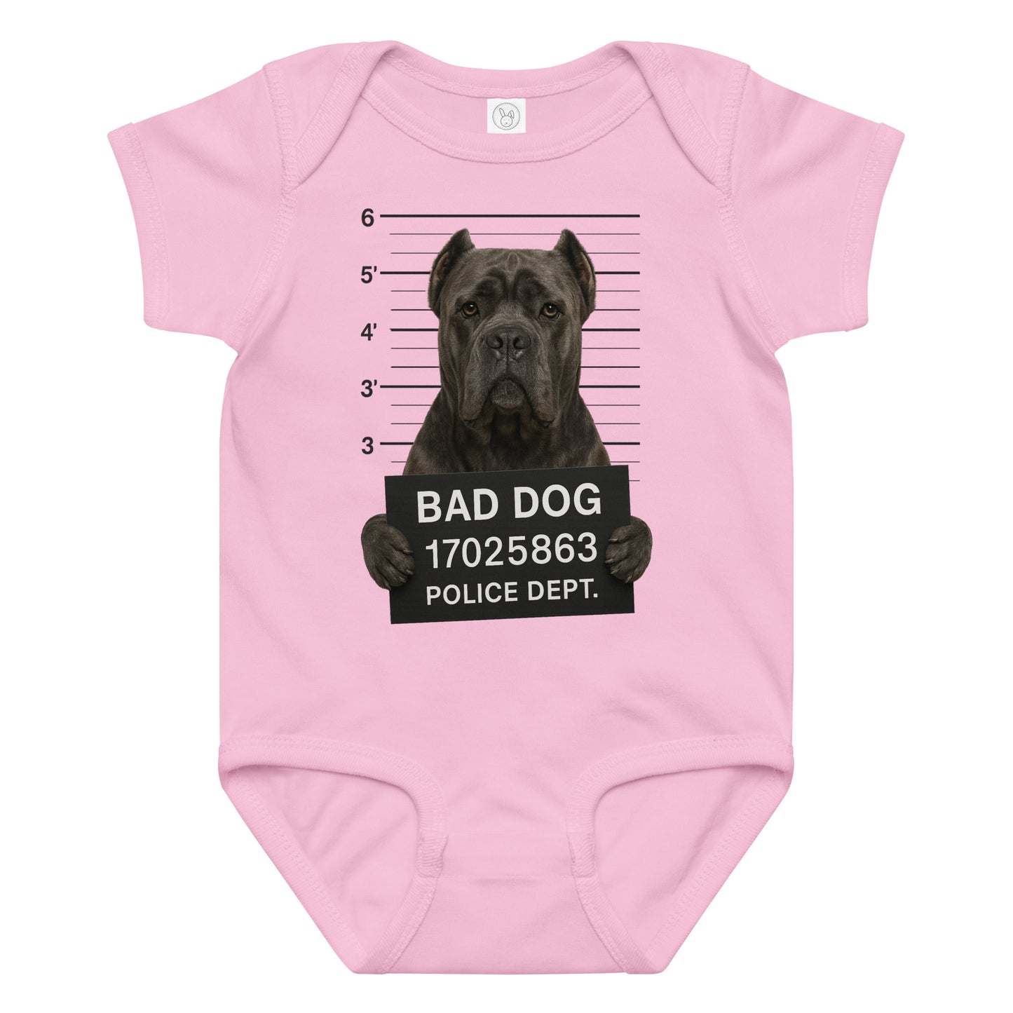 Body en jersey bébé rose Bad Dog Cane Corso