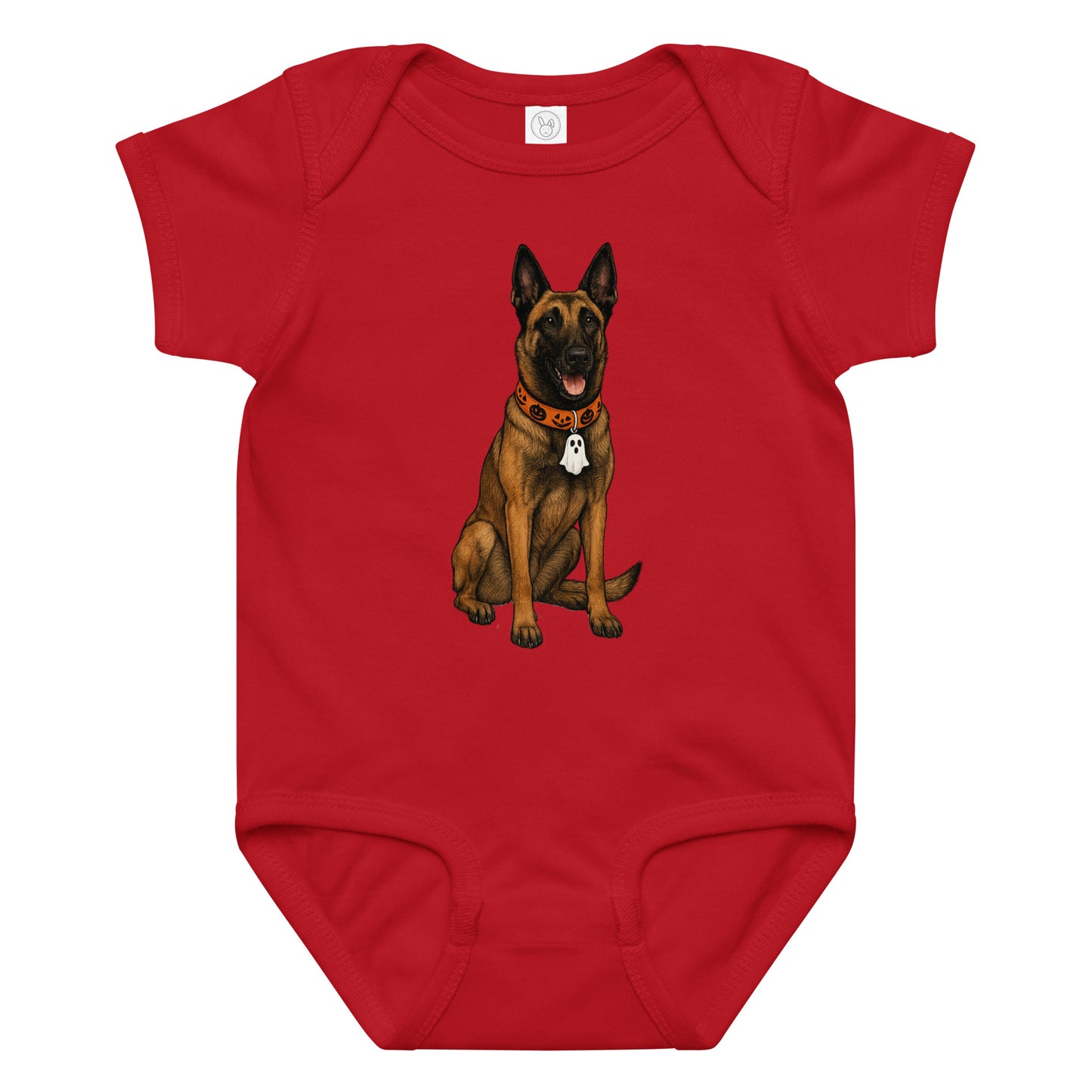 Body bébé en jersey manches courtes rouge Malinois halloween