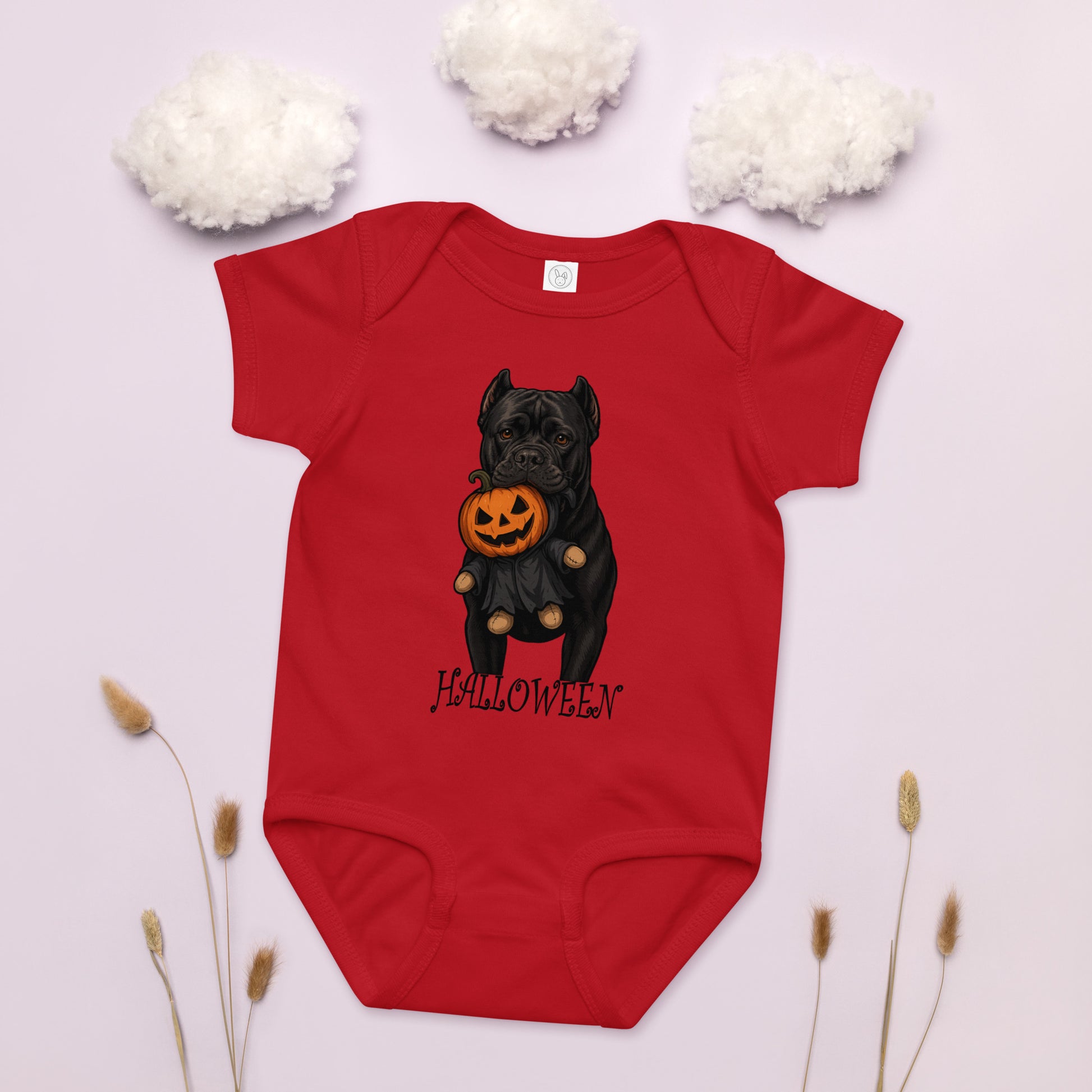 Body en jersey bébé rouge Cane Corso Halloween
