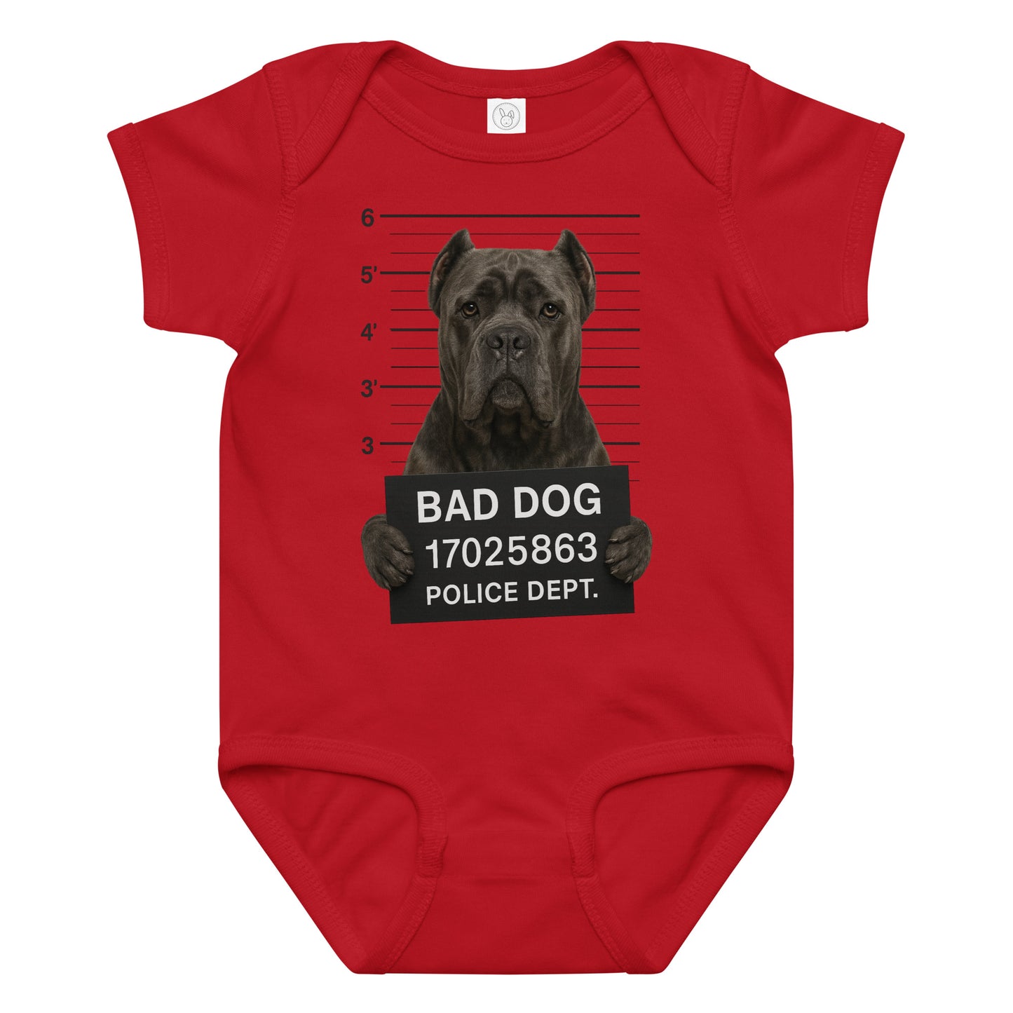 Body en jersey bébé rouge Bad Dog Cane Corso