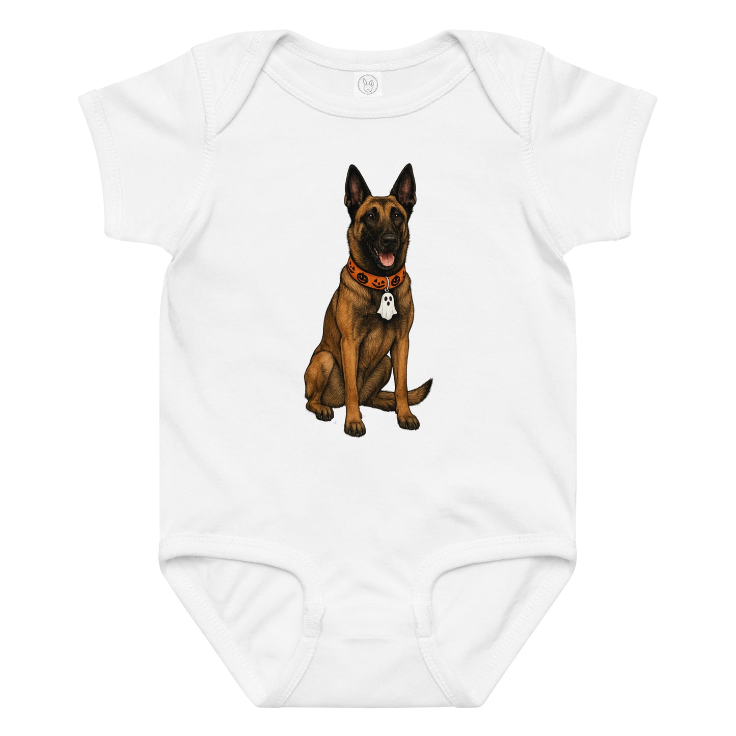 Body bébé en jersey manches courtes blanc Malinois halloween