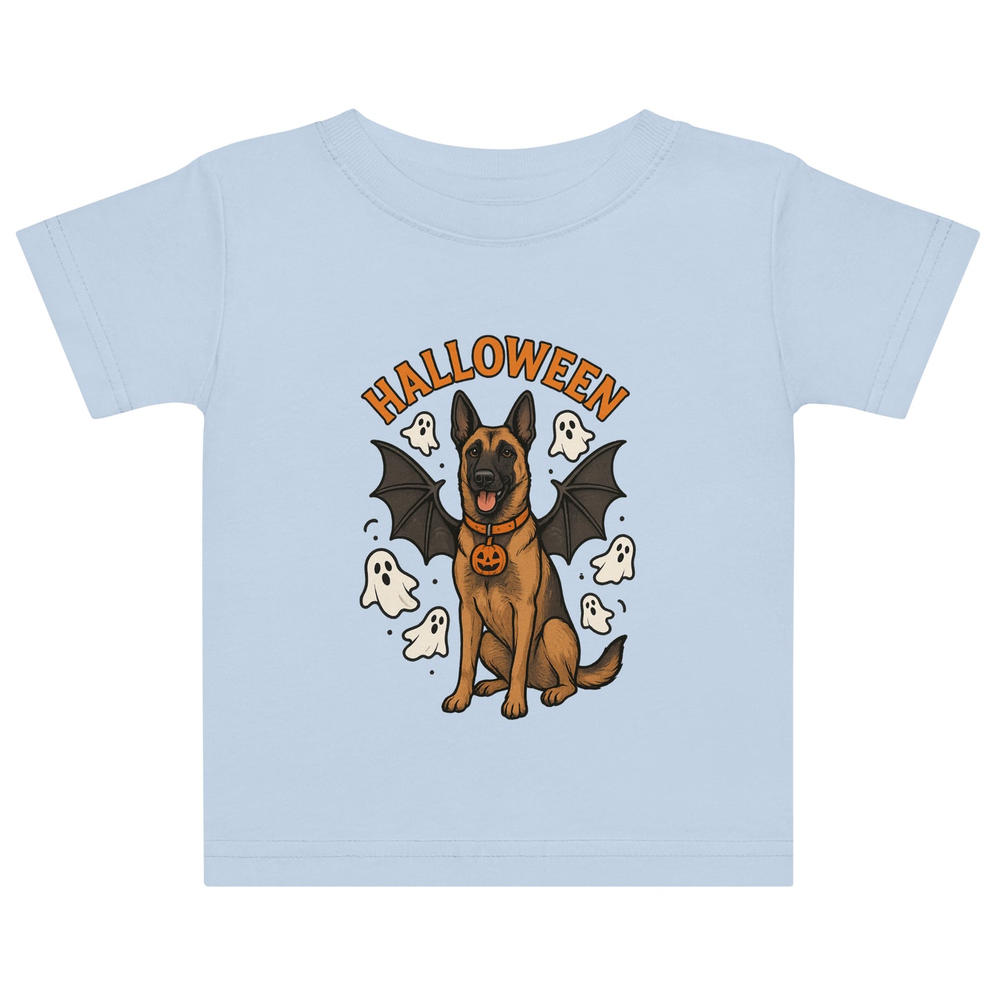 T-shirt en jersey bébé bleu Malinois Halloween