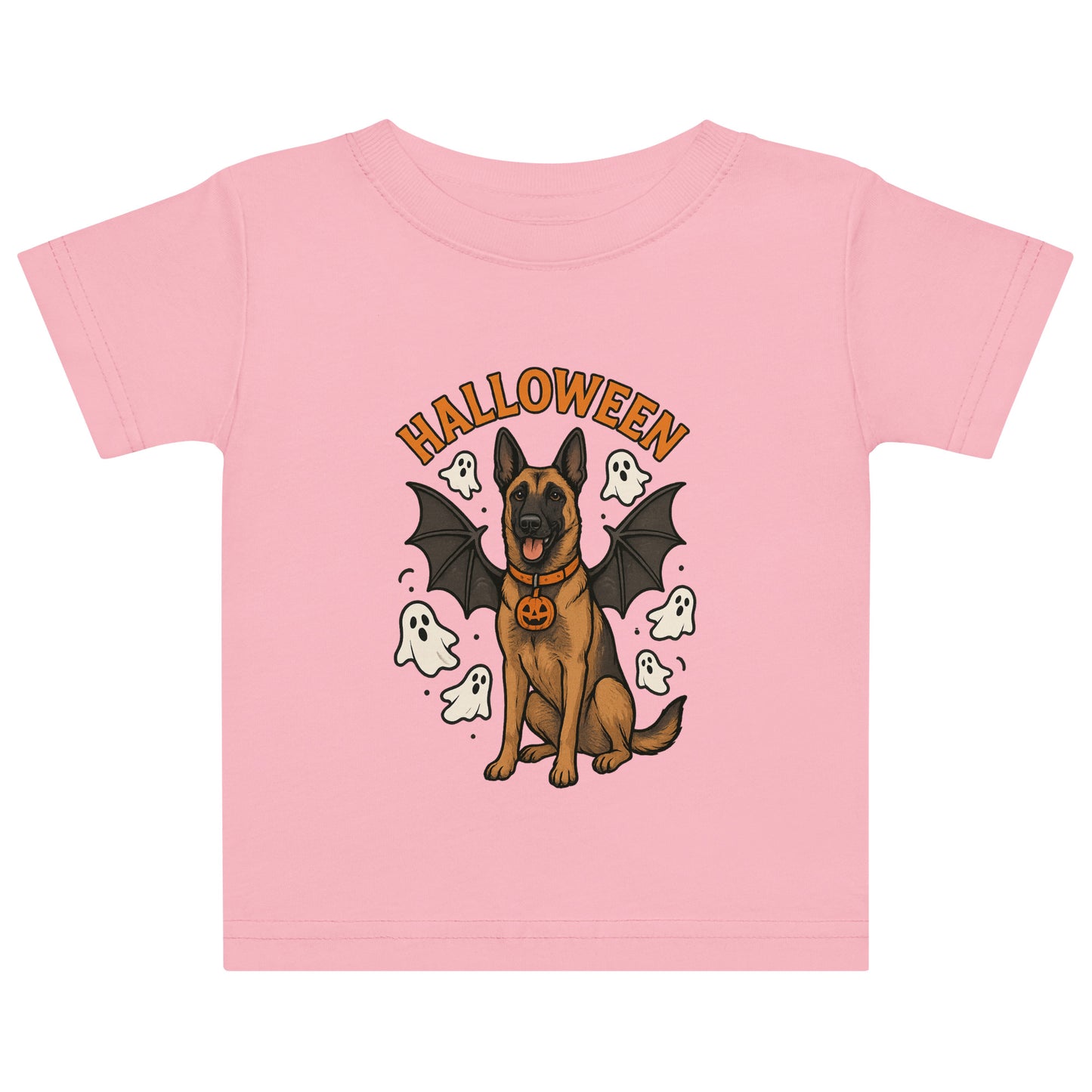 T-shirt en jersey bébé rose Malinois Halloween
