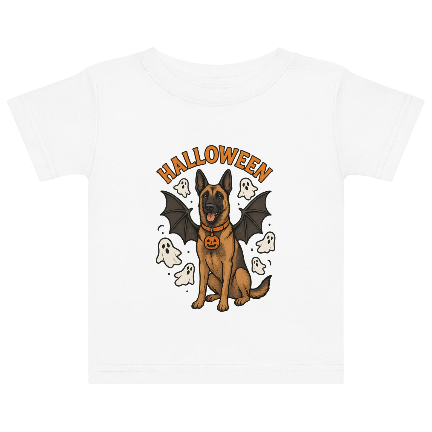 T-shirt en jersey bébé blanc Malinois Halloween