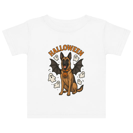 T-shirt en jersey bébé blanc Malinois Halloween