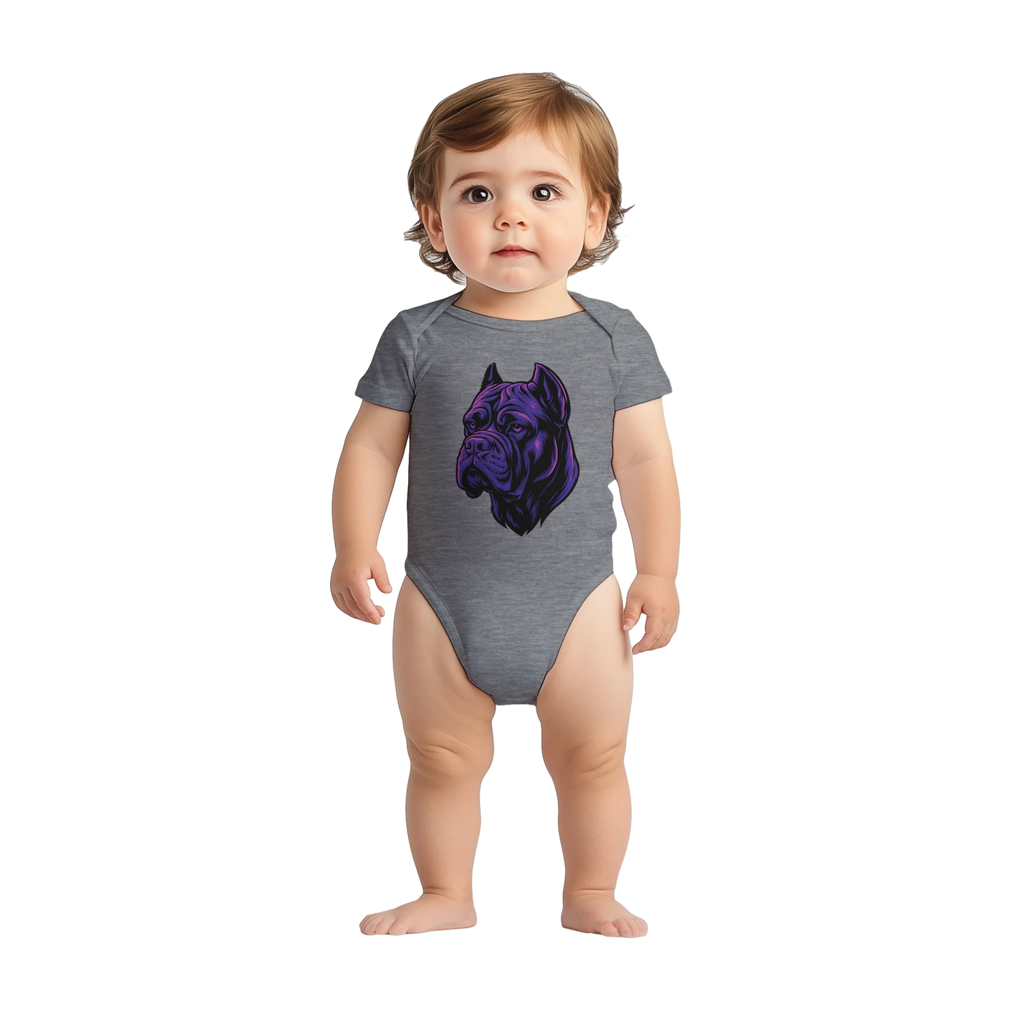 Body bébé gris coton manches courtes Cane Corso