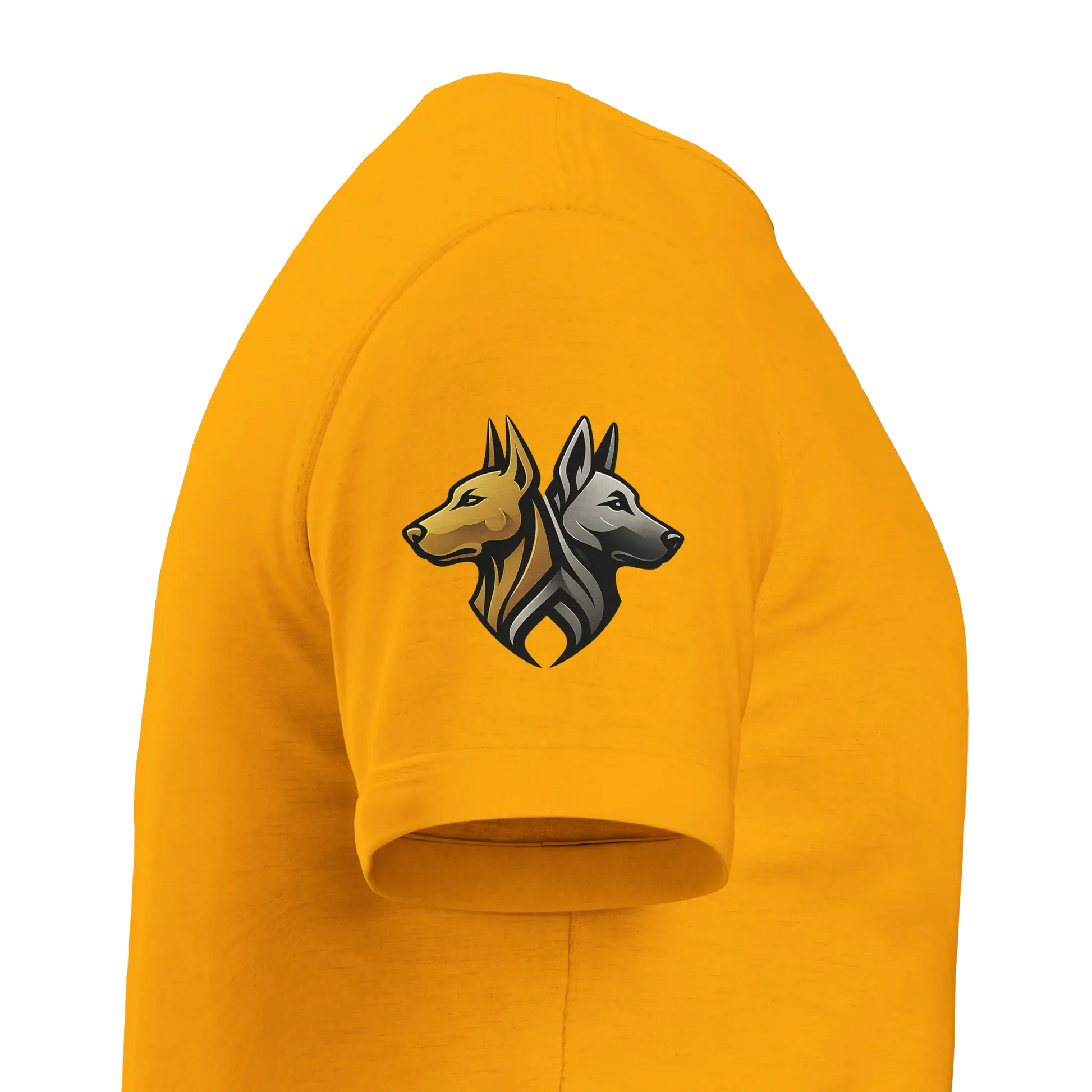 T-shirt unisexe épais ras du cou tête profil Malinois argentée avec logo sur manche droite MolossDesign