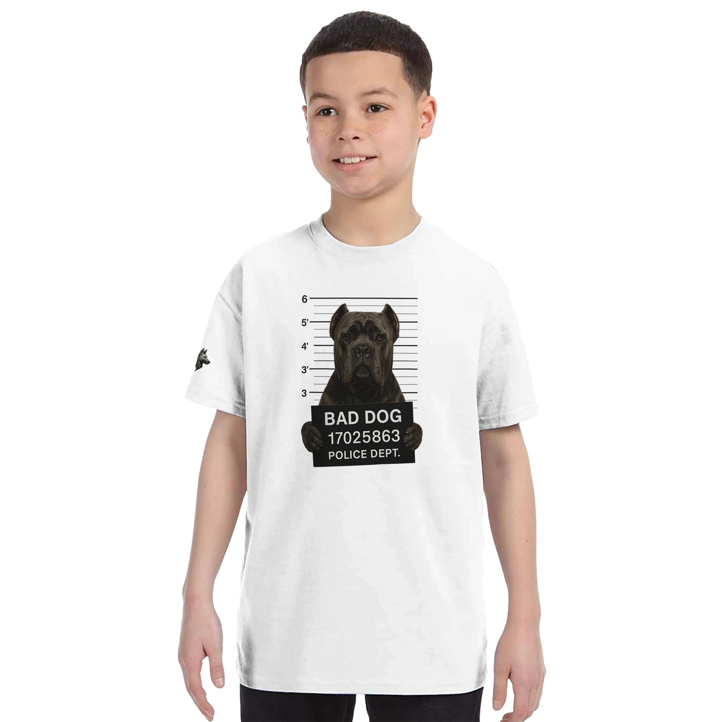 T-shirt enfant unisexe classique ras du cou blanc Bad Dog Cane Corso