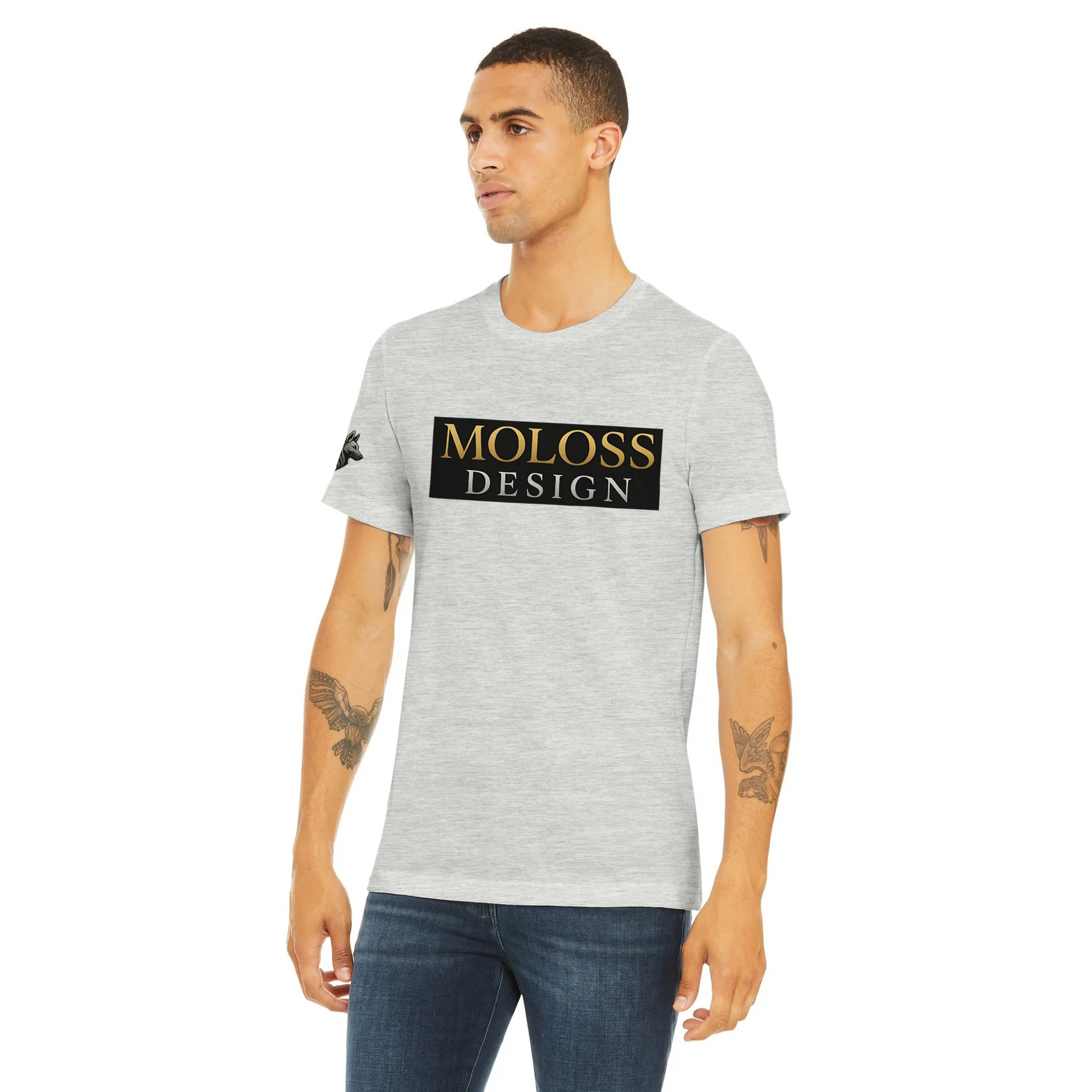 T-shirt  sport unisexe Triblend ras du cou gris logo MolossDesign