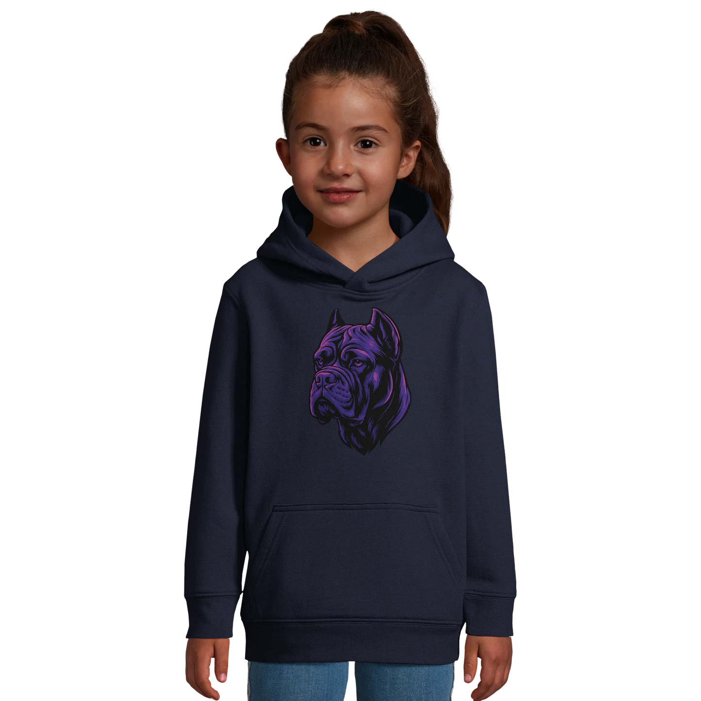 Sweat-shirt à capuche enfant bleu tête Cane Corso