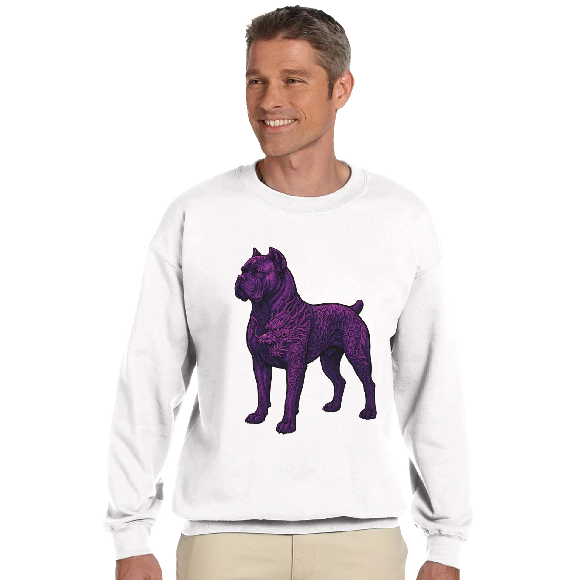 Sweat-shirt adulte unisexe classique ras du cou blanc Cane Corso